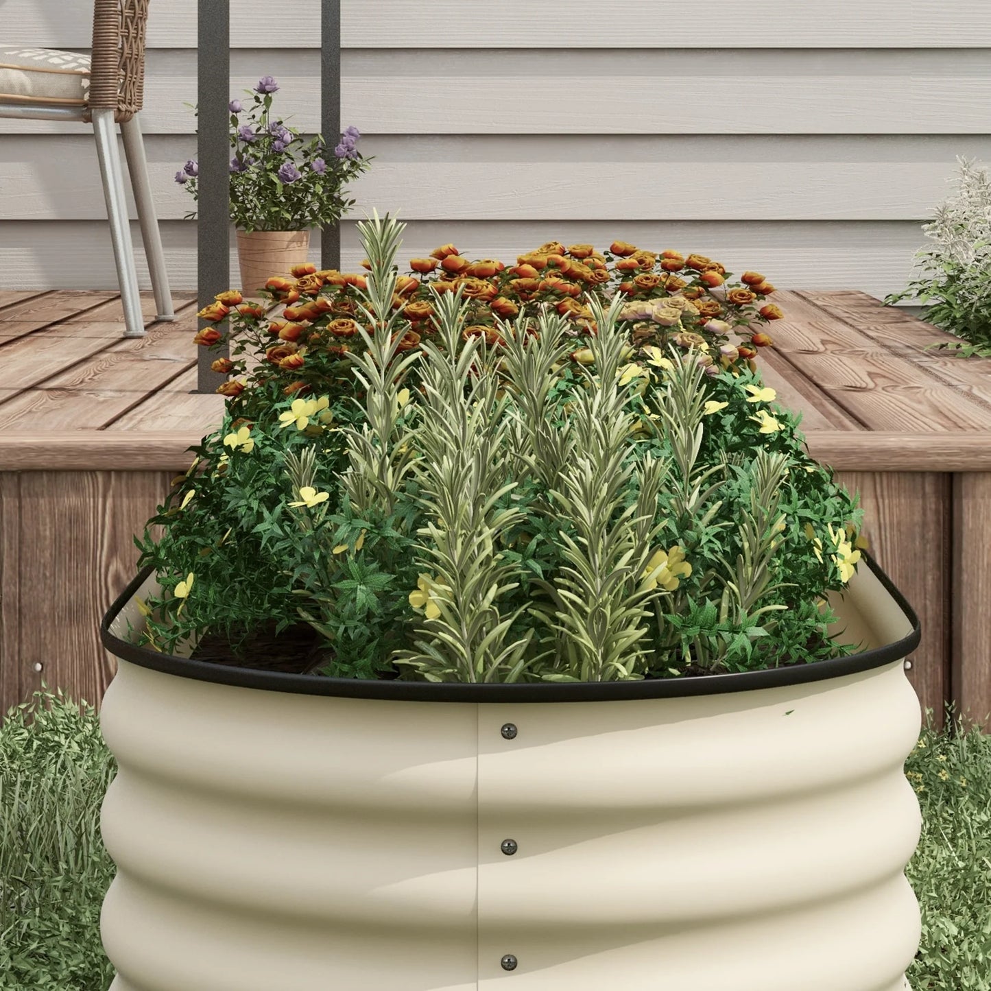 Outsunny 7.9' x 2' x 1.4' Galvanized Raised Garden Bed Kit, Outdoor Metal Elevated Planter Box
