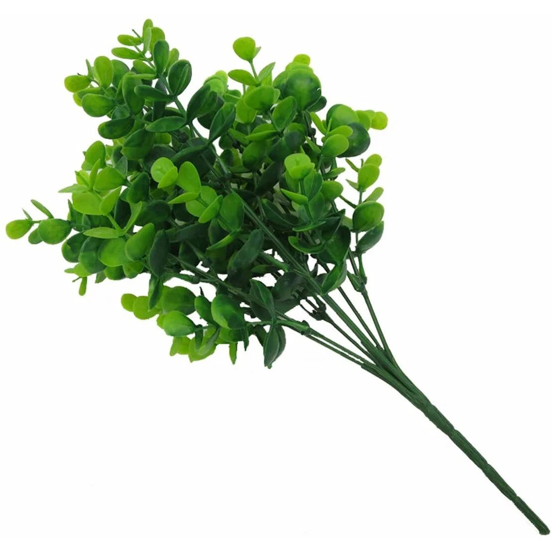 Enova Home 4 Pack Artificial Fake Green Plant Eucalyptus Plastic Leaves Grasses Bush for Home Table Office Outdoor Decoration