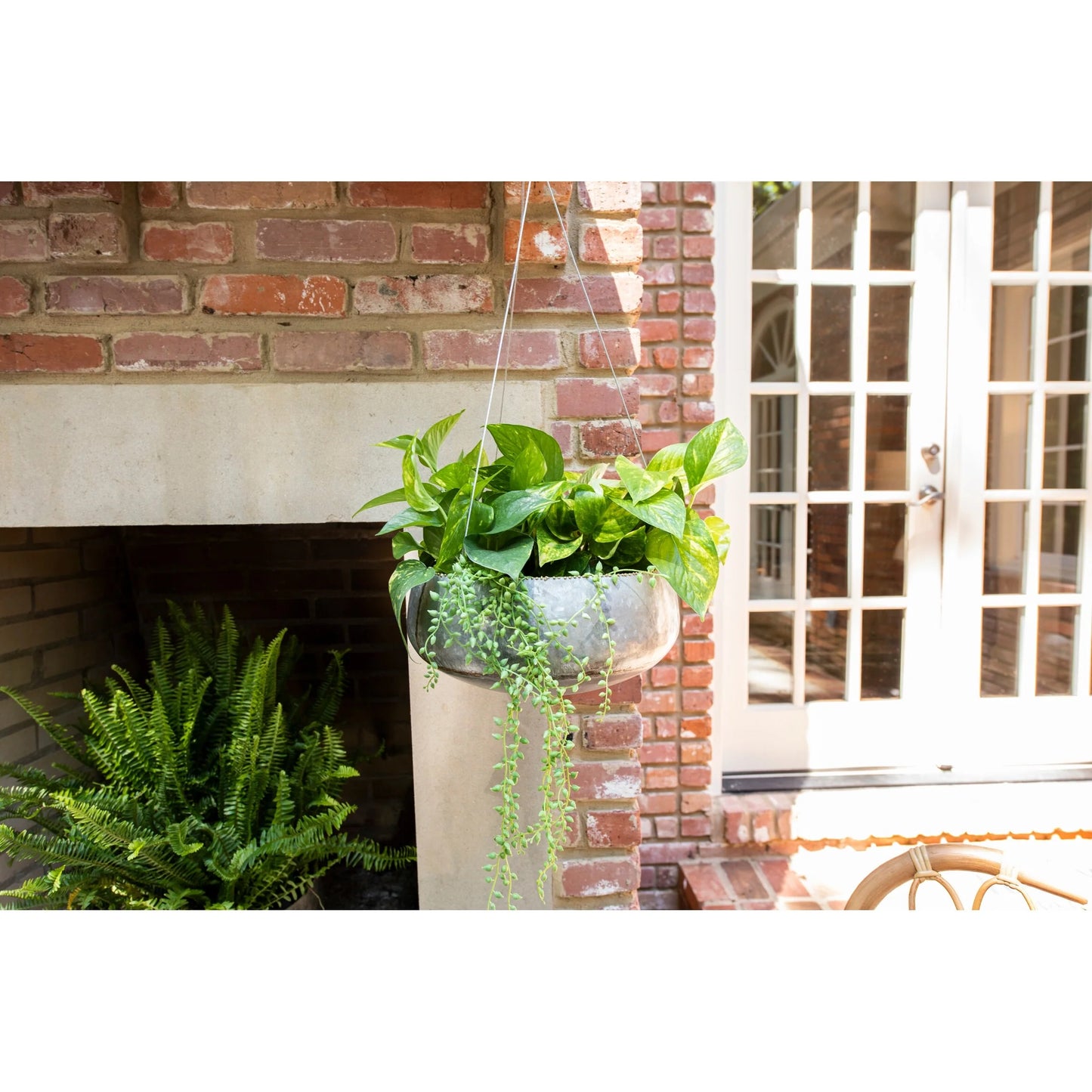 Grey & Gold Hanging Iron Planter