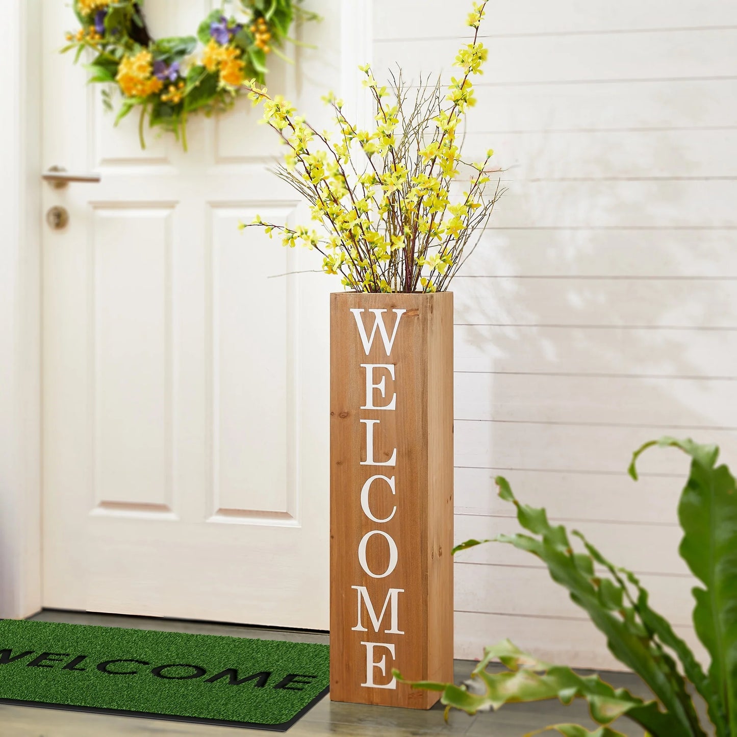 Glitzhome 30"H Rustic Welcome & Home or Welcome & Porch Double Sided Wooden Planter Sign Front Door Decor(2025 Quality-upgraded)