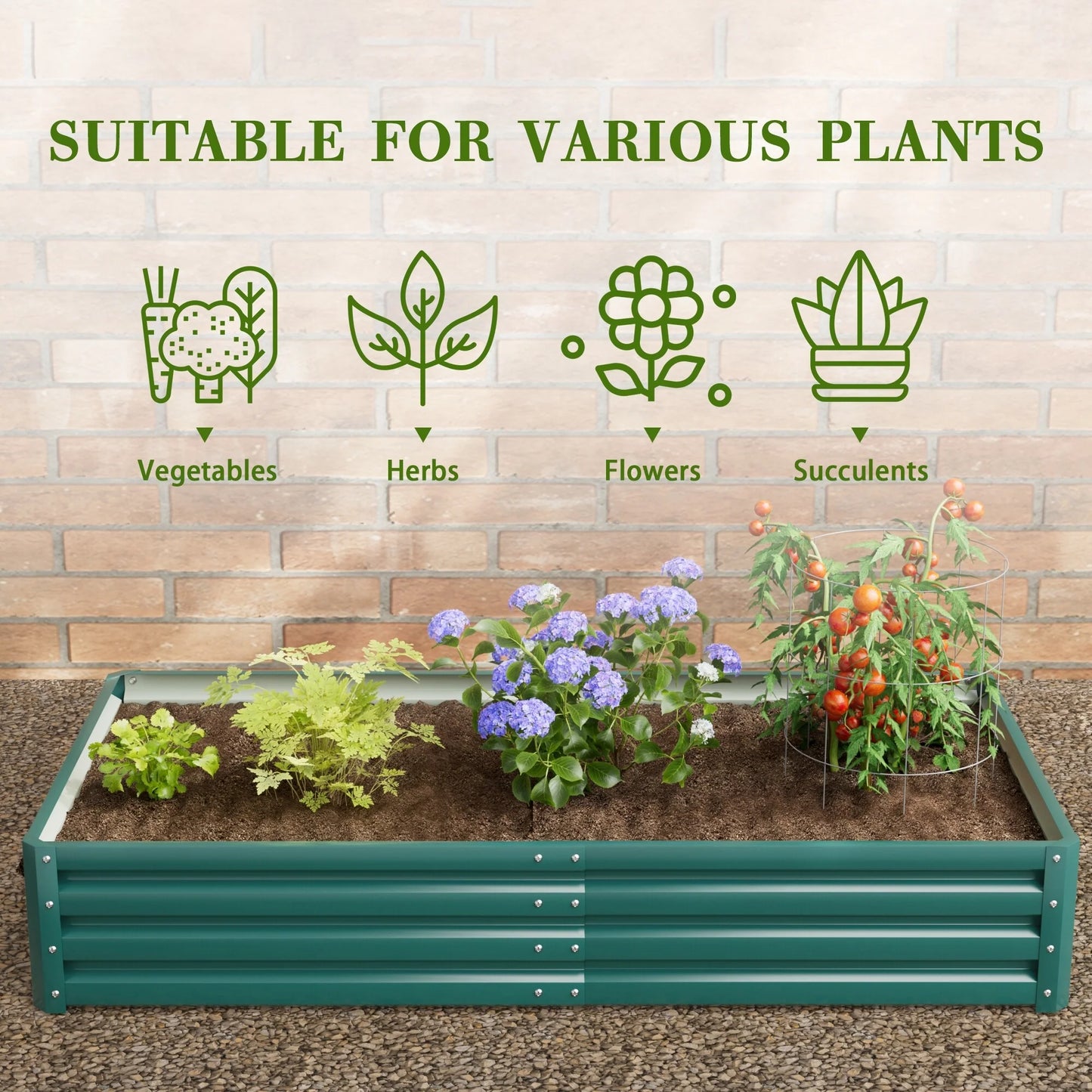 Homall Galvanized Raised Metal Planter Box Garden Bed Planter