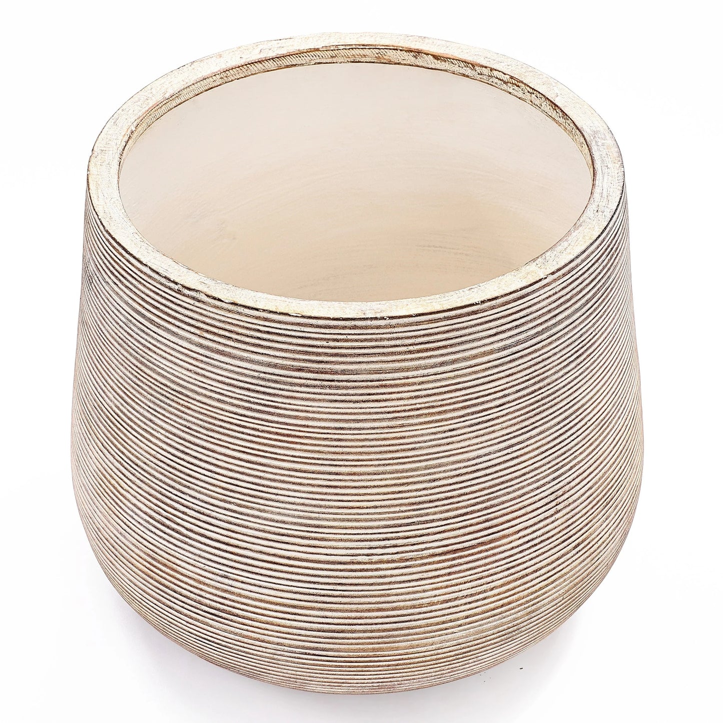 17.32" Diameter Handmade Distressed Fiber Stone Round Pot Planters - 15" H x 17.32" Diameter