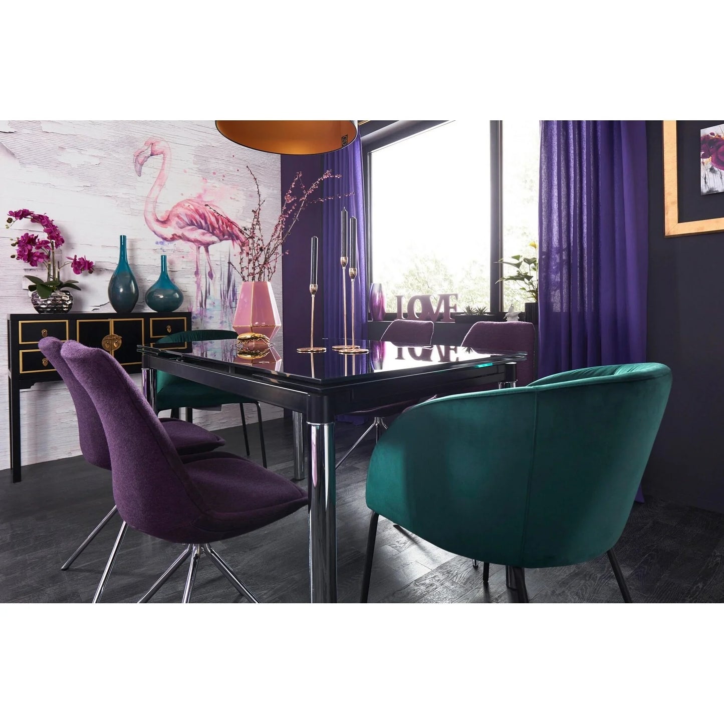 Artificial Orchid Phalaenopsis Plant Including Metallic Vase, 24"