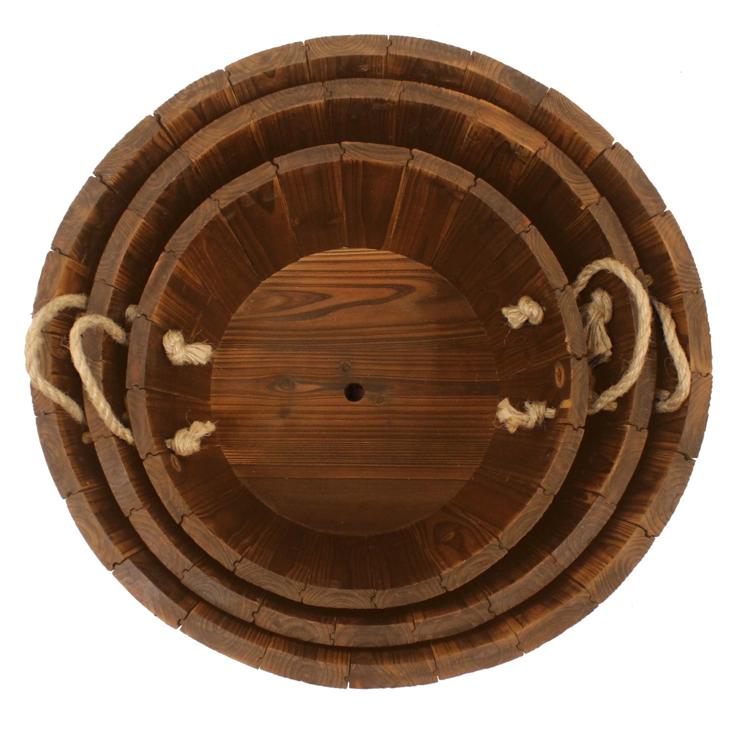Leigh Country TX 93960 Half Barrel Bucket Wood 3Pc Planter Set