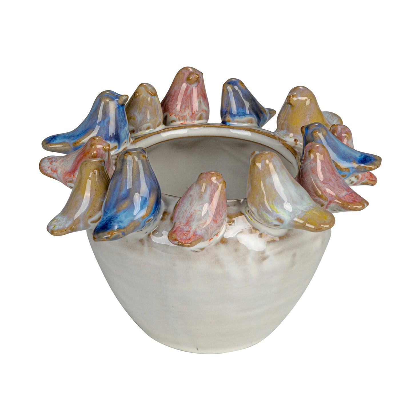 Decorative Stoneware Planter on Rim