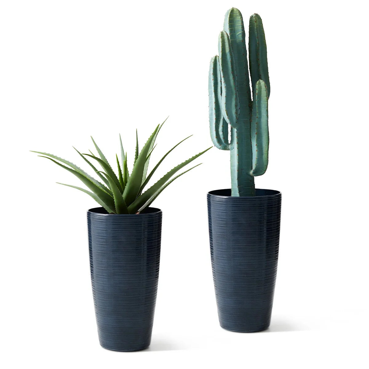 Glitzhome 22.5"H Oversized Set of 2 Eco-Friendly Resin Stone Faux Ceramic Textured Tall Planters Porch Flowerpot