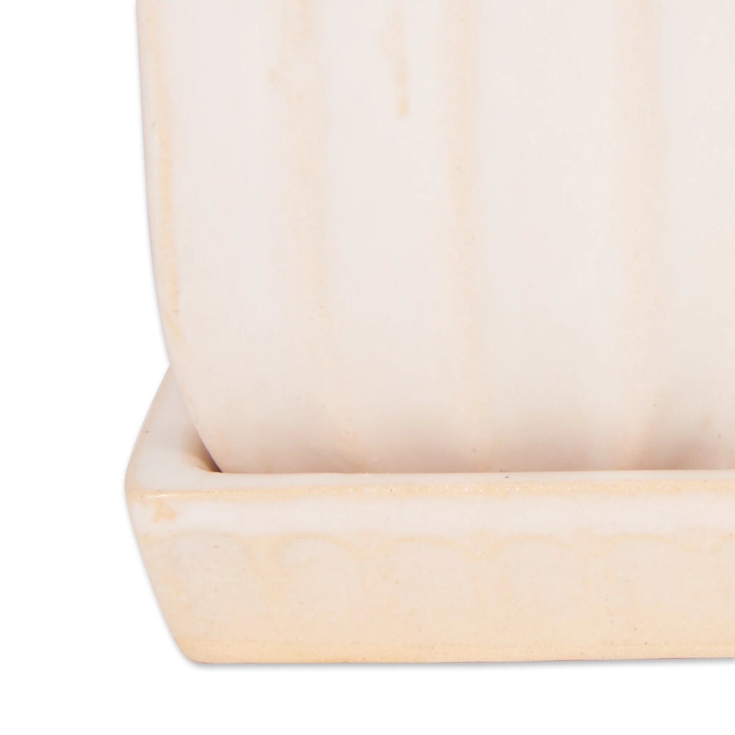 White Square Ceramic Small Planter (Set of 3)