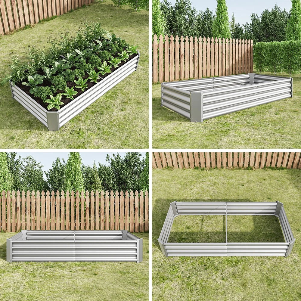 Outdoor Galvanized Metal Raised Garden Bed Kit - 6 x 3 x 1 ft
