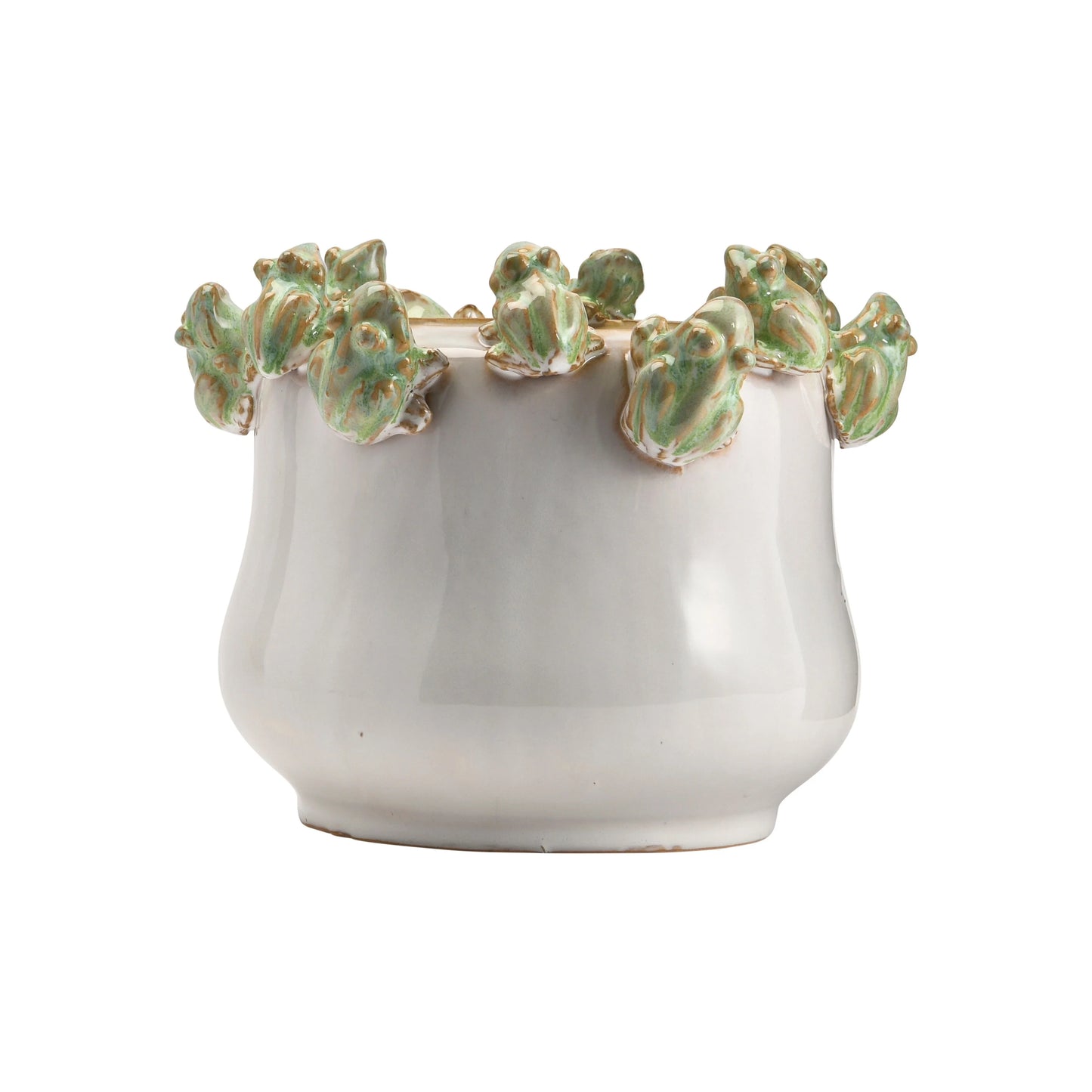 Decorative Stoneware Planter on Rim