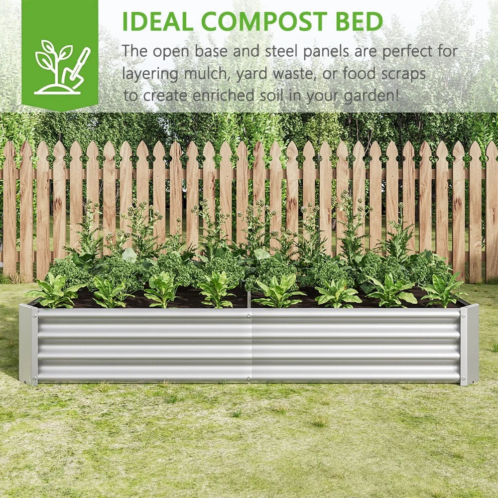 Outdoor Galvanized Metal Raised Garden Bed Kit - 6 x 3 x 1 ft