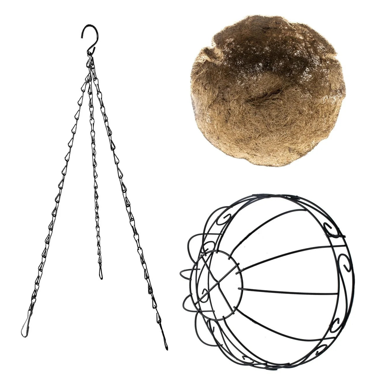 4 Pack Metal Hanging Planter Basket Huge 14 Inch Hanging Flower Pot Basket & Coco Coir Liner for Indoor/Outdoor Garden