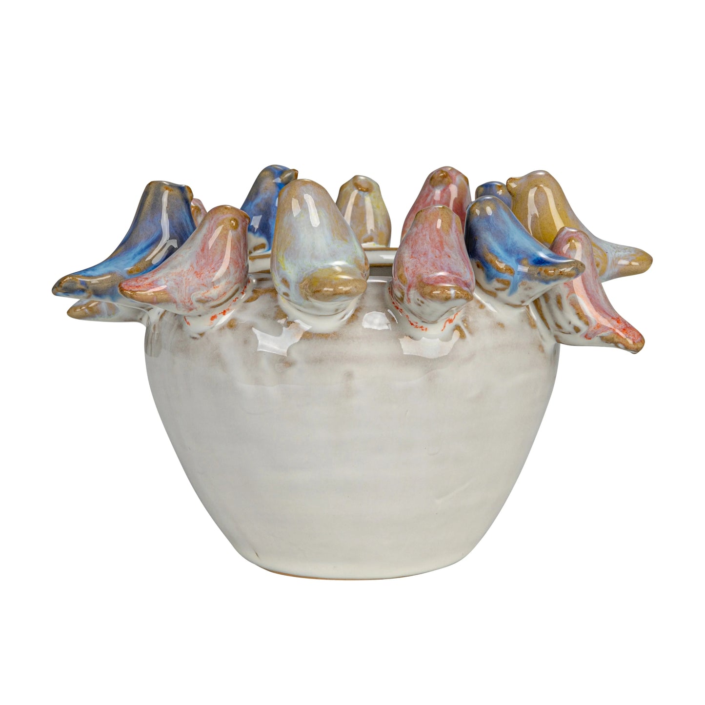 Decorative Stoneware Planter on Rim