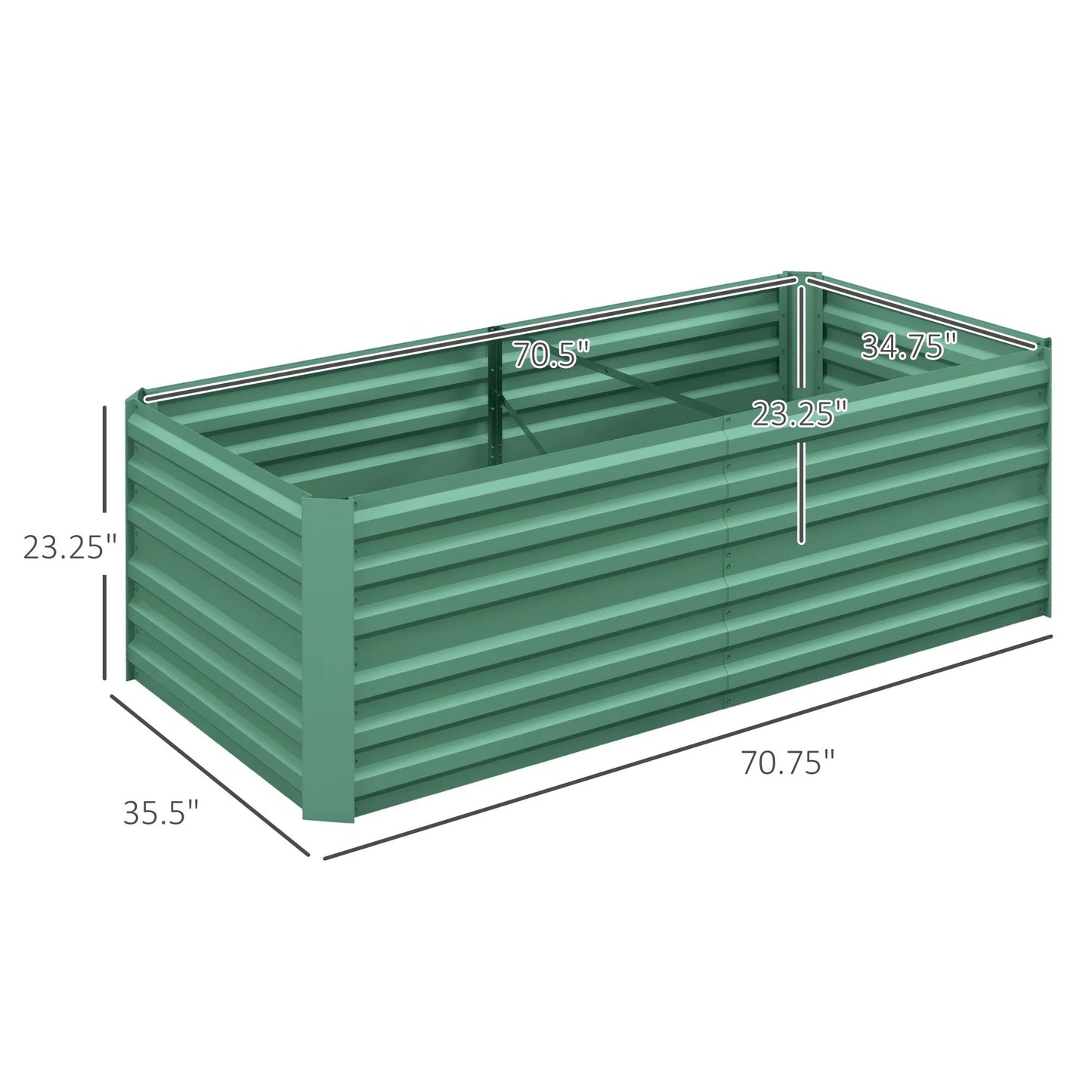 Outsunny Raised Garden Bed, 71" x 36" x 23" Galvanized Steel Planters for Outdoor Plants with Reinforced Rods
