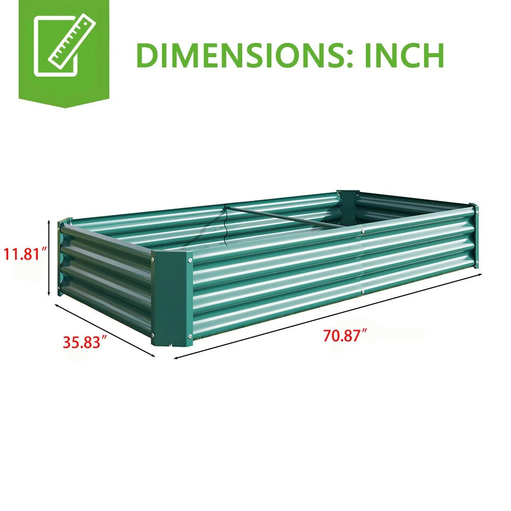 Outdoor Galvanized Metal Raised Garden Bed Kit - 6 x 3 x 1 ft