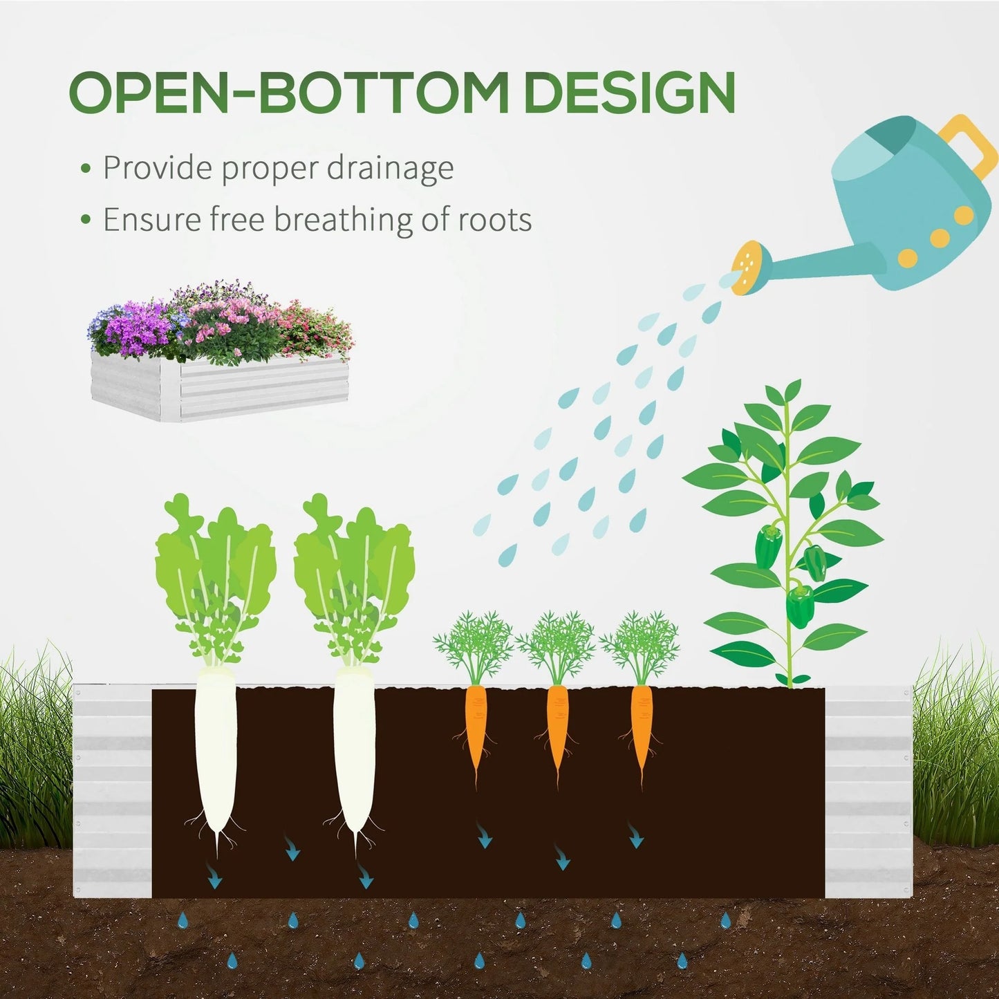 Outsunny Raised Steel Garden Bed with Greenhouse Cover - 50" L x 37.5" W x 36.25" H