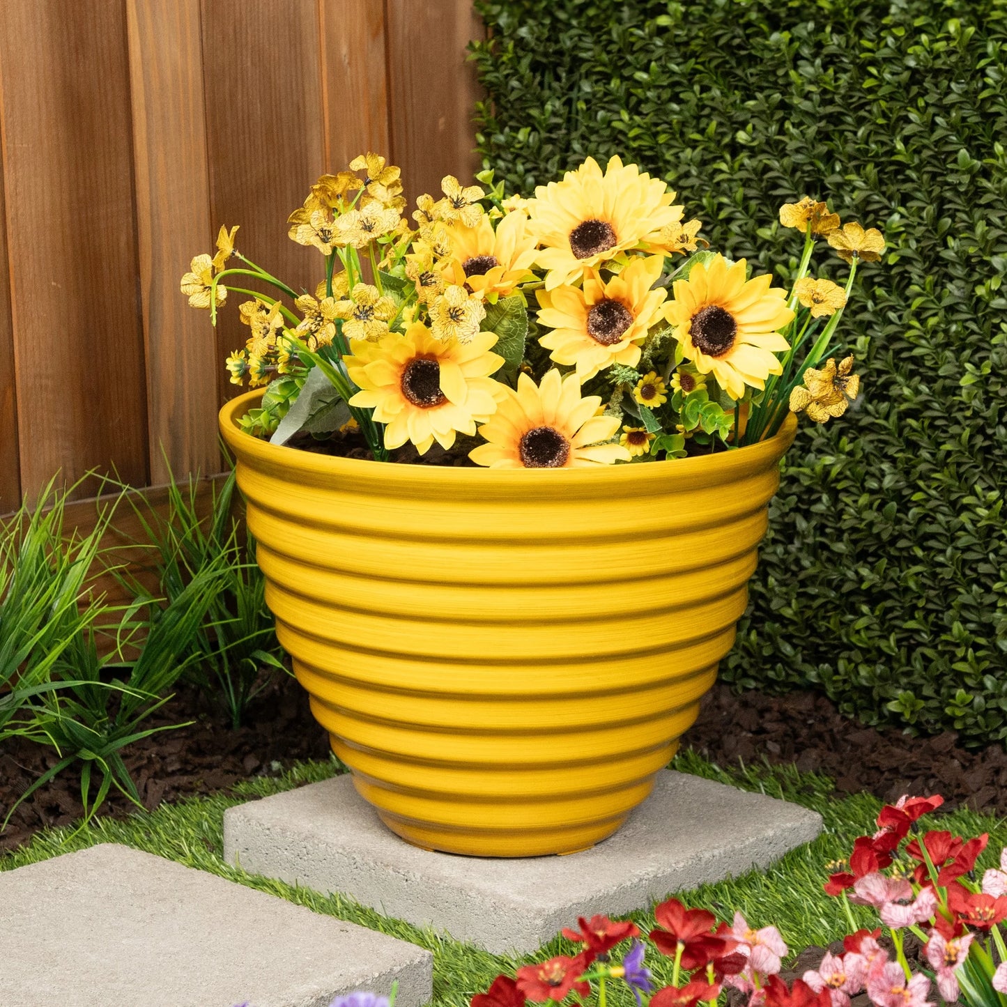 16" Yellow Glazed Planter