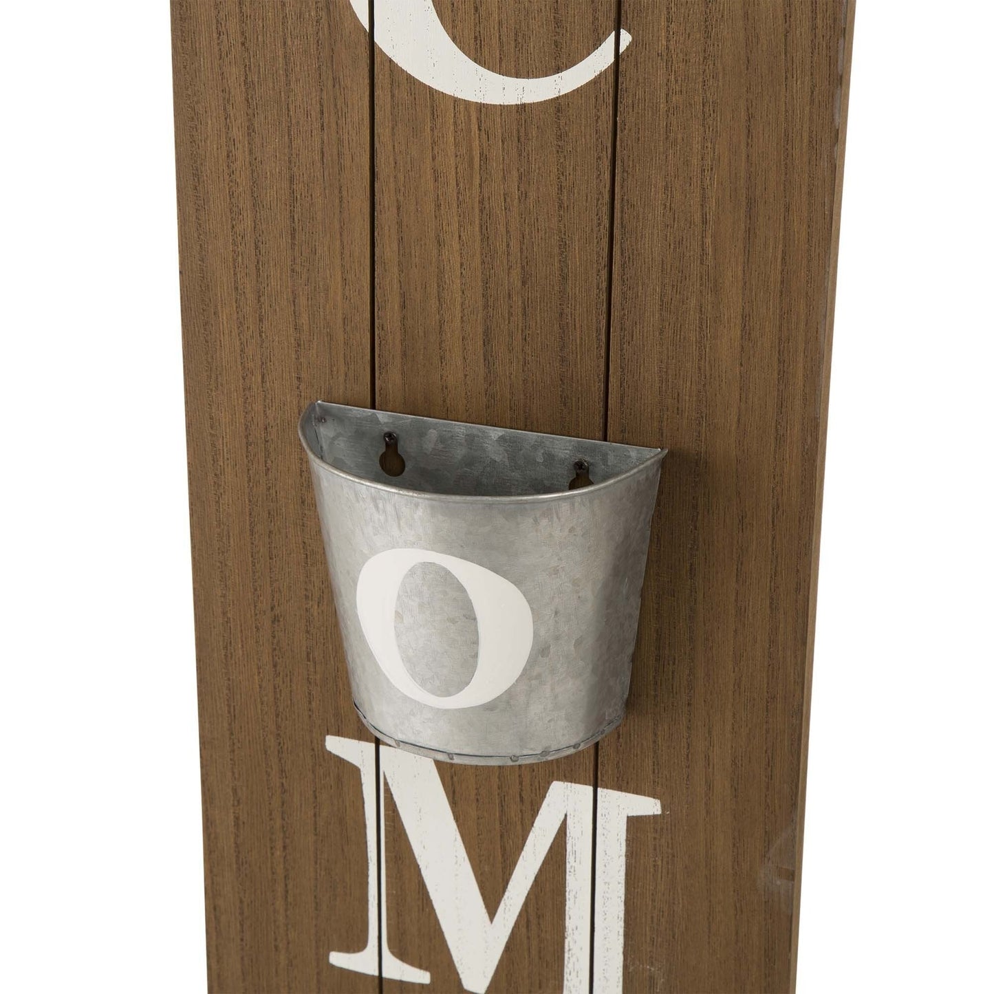 Glitzhome 42-inch Wooden Welcome Porch Sign Wall Decor with Metal Planter