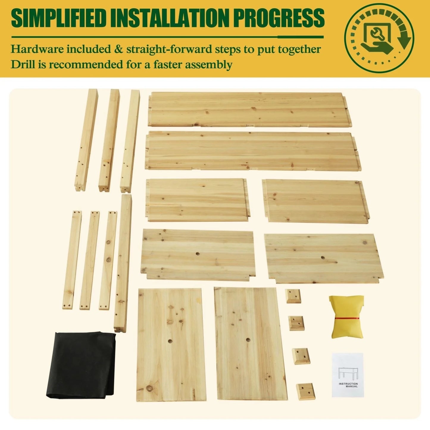 VEIKOUS Wood Raised Garden Bed Elevated Planter Box with Drainage Holes - 46.8''W x 22.4''D x 30.3''H