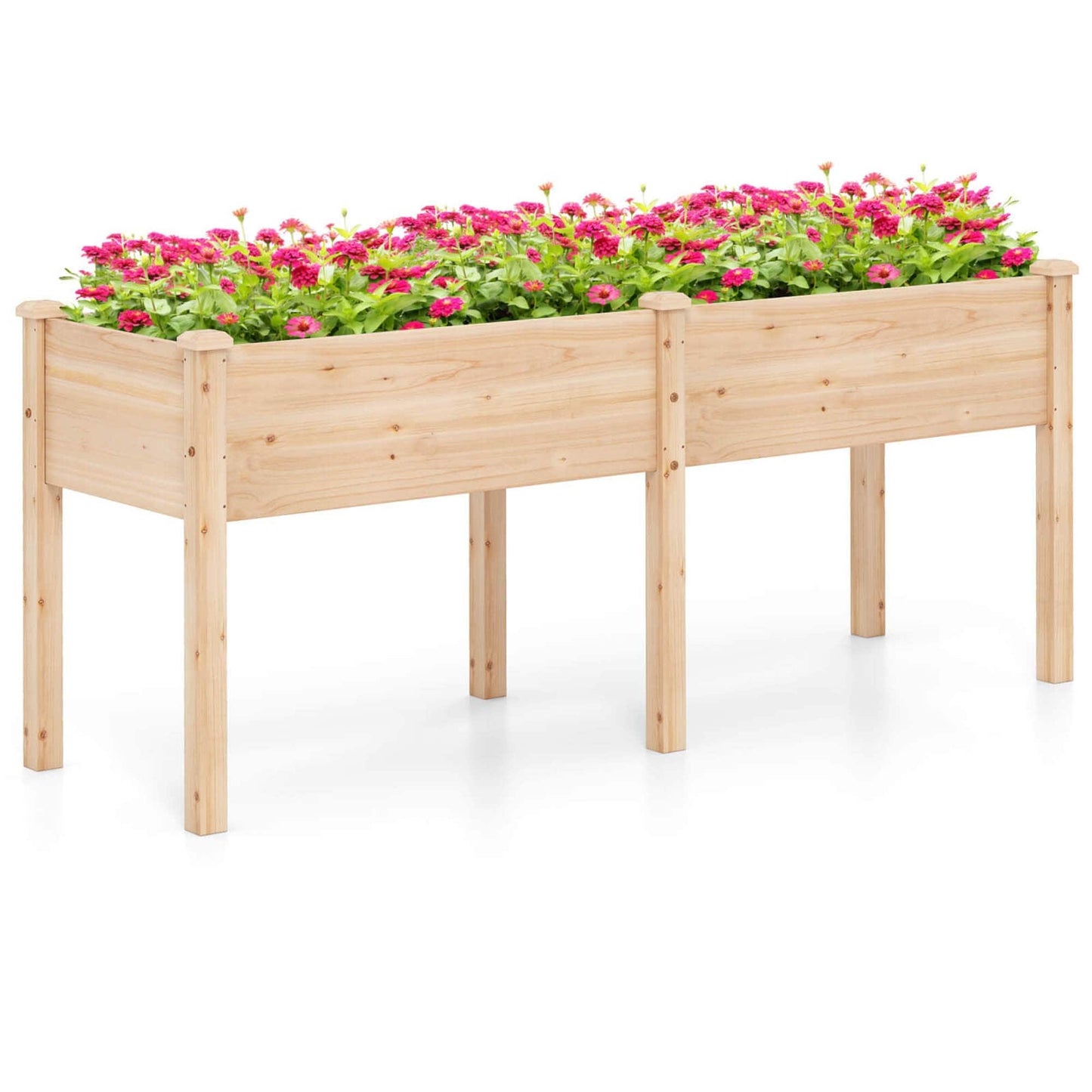Costway Raised Garden Bed Elevated Fir Wood Planter Box with 2 Large - See Details