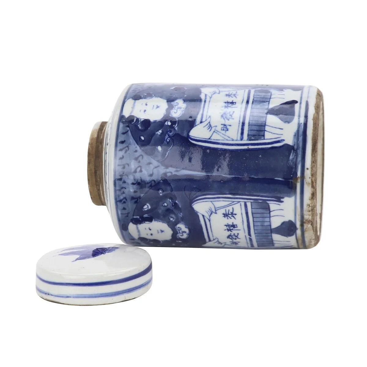 Blue And White Mini Tea Jar Lucky Boy