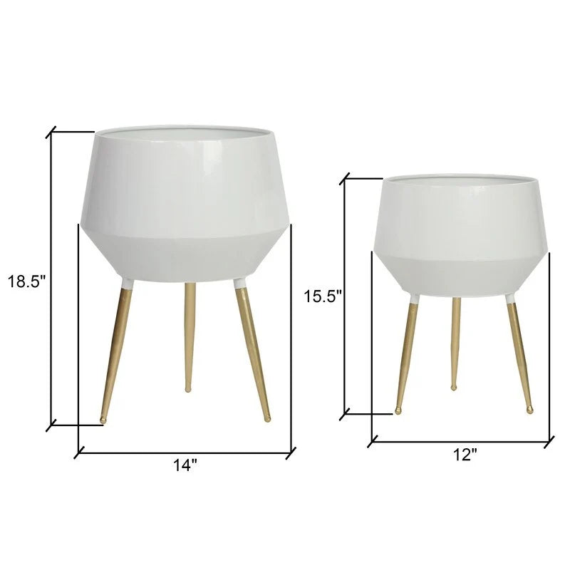 Huxley Mid Century Modern Planters - White (Set of 2)