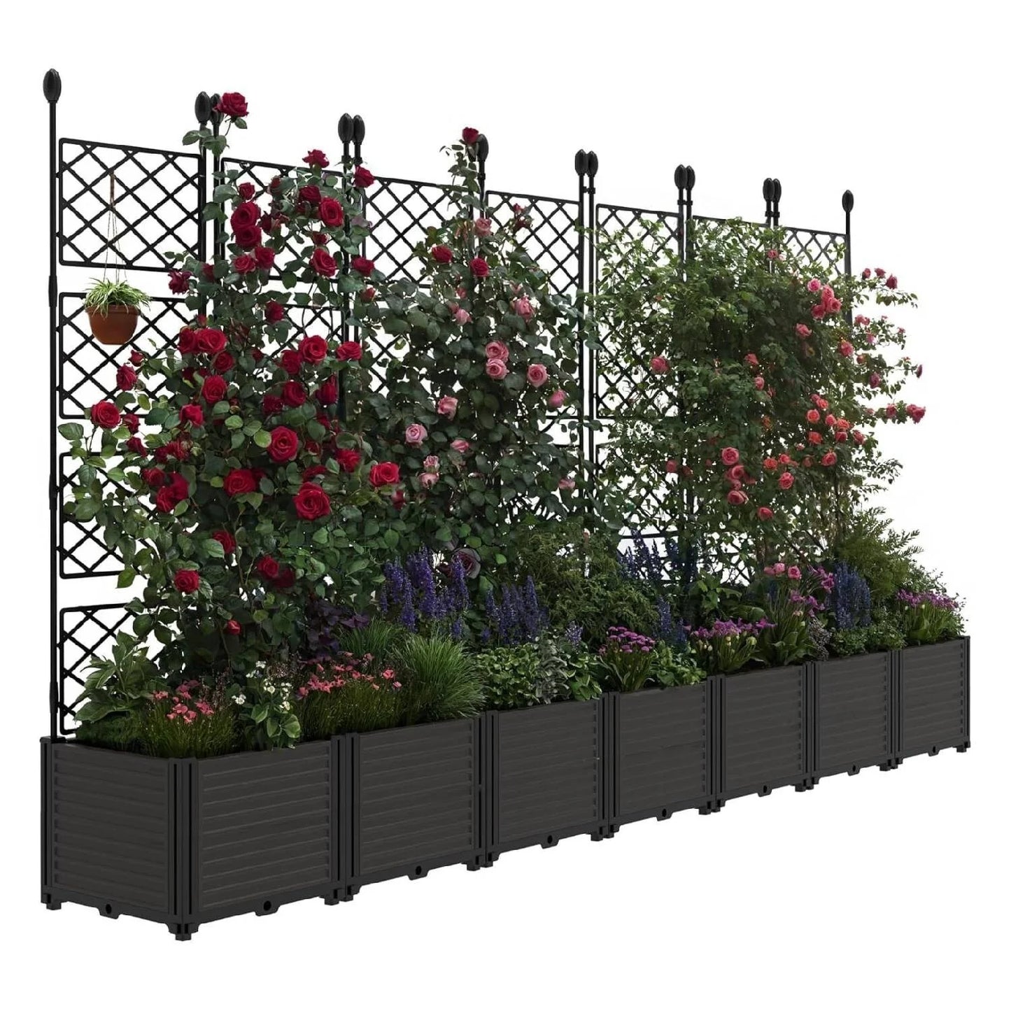 Plant Box, Raised Garden Bed with Trellis for Backyard Patio