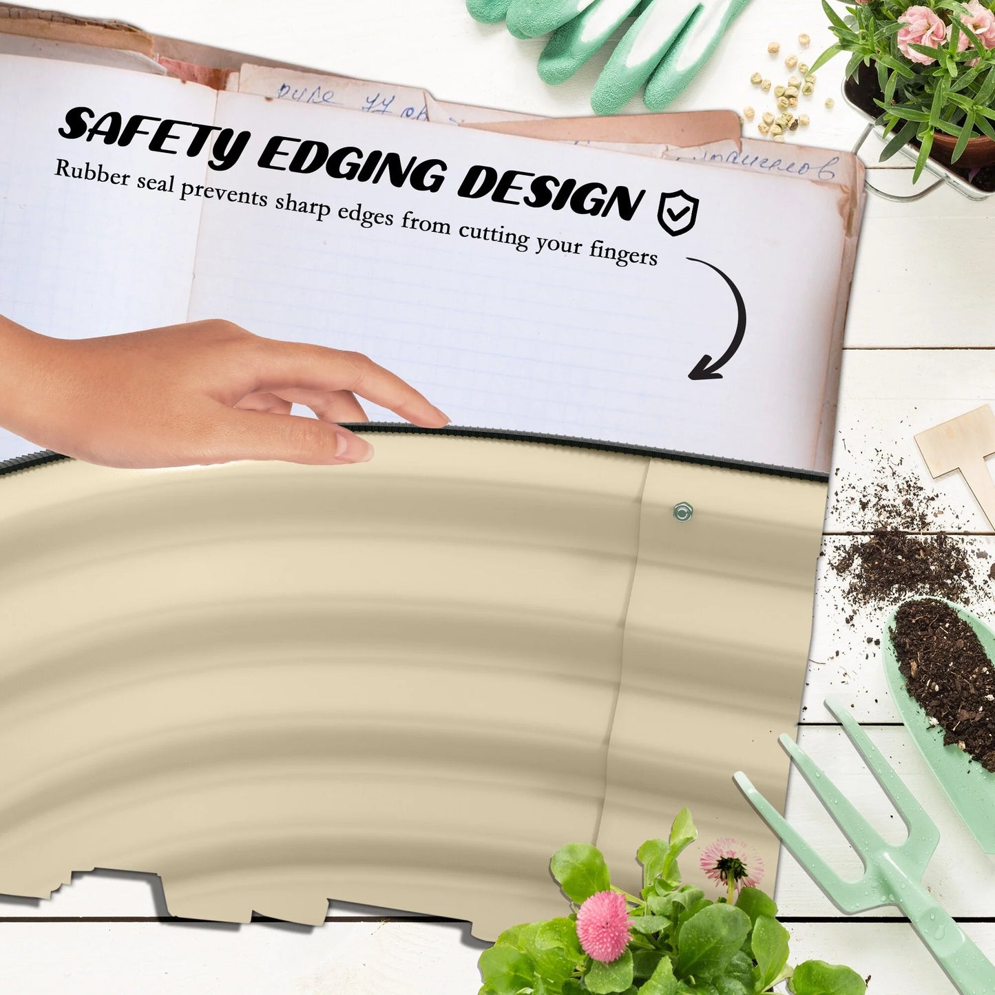 Outsunny 3.4' x 2' x 1' Galvanized Raised Garden Bed Kit, Outdoor Metal Elevated Planter Box with Safety Edging