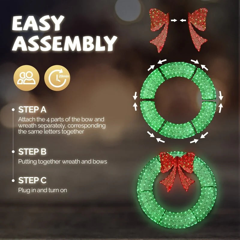 Pre-Lit Outdoor Christmas Wreath Decoration