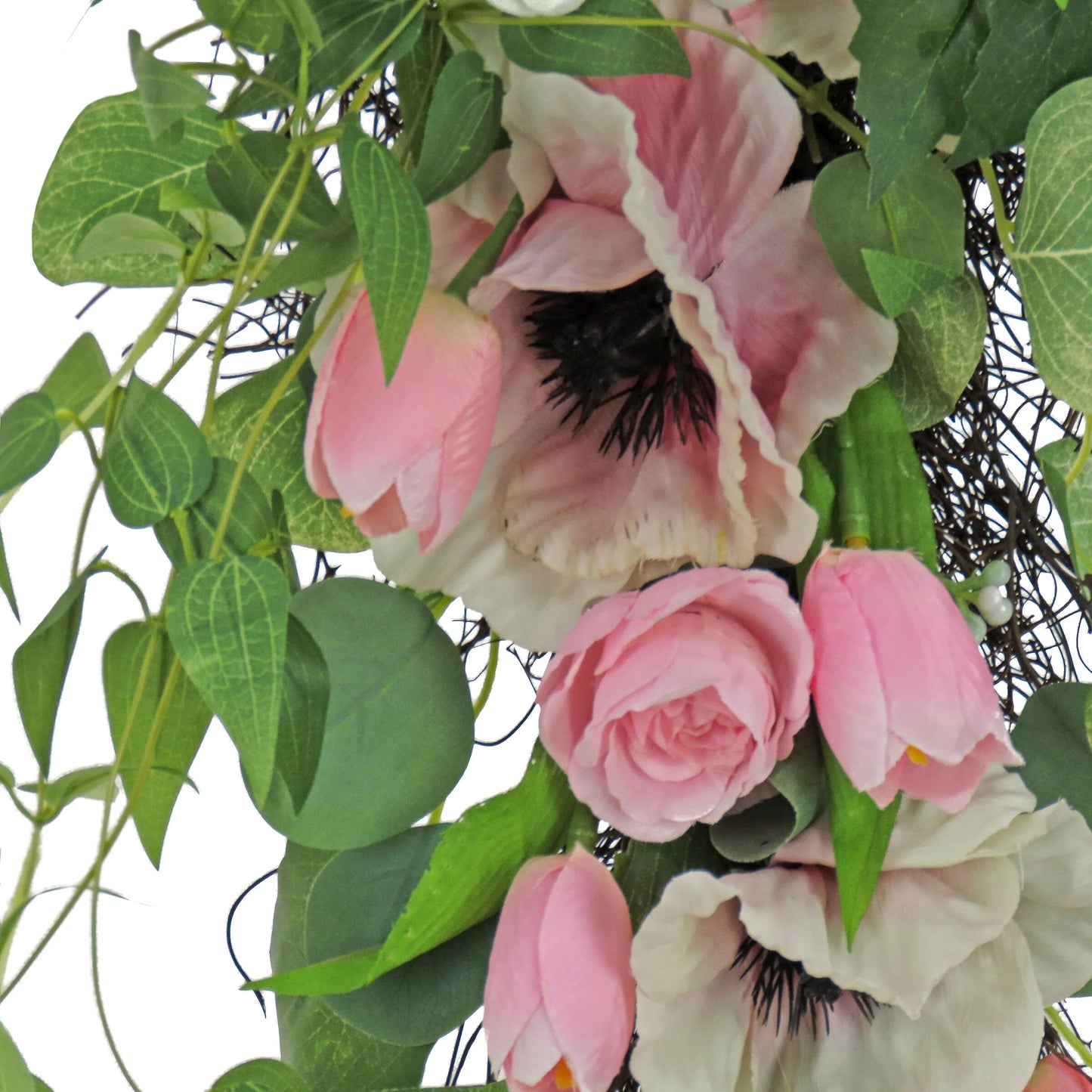 National Tree Company 26 in. Hydrangeas, Tulips and Eucalyptus Swag