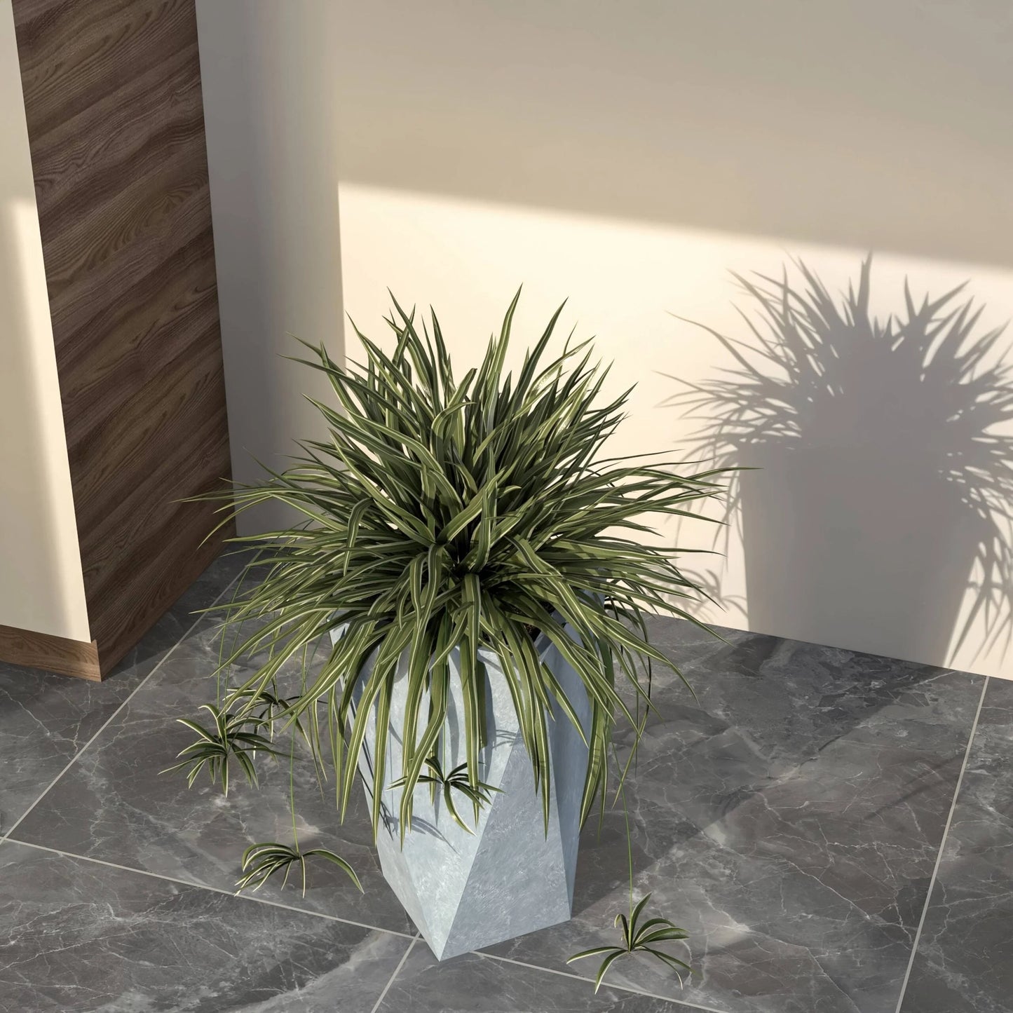 Aloe Fiberstone & MGO Clay Tapered Square Durable Planter, Indoor/Outdoor Weather Resistant Pot with Drainage, Yard Porch Decor