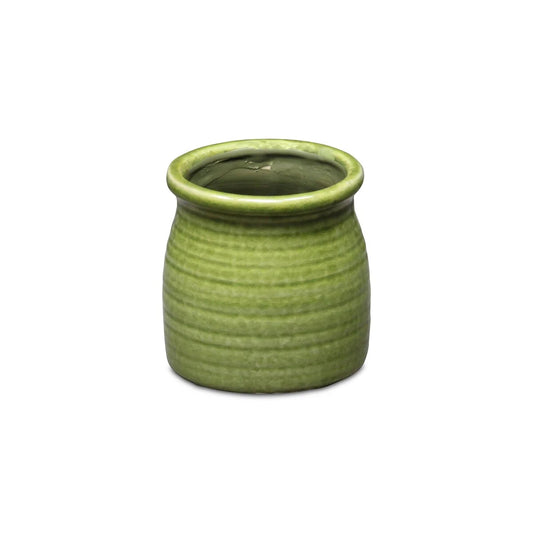Kifon Curved Ceramic Ceramic Pot - Olive Green
