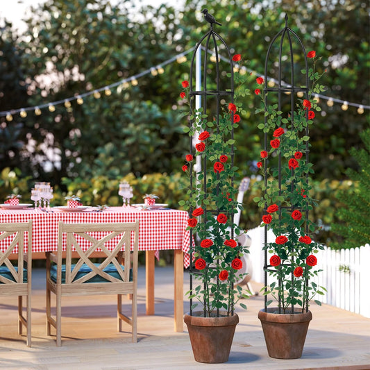 Gymax 2-Pack Garden Obelisk Trellis for Climbing Plants Rustproof