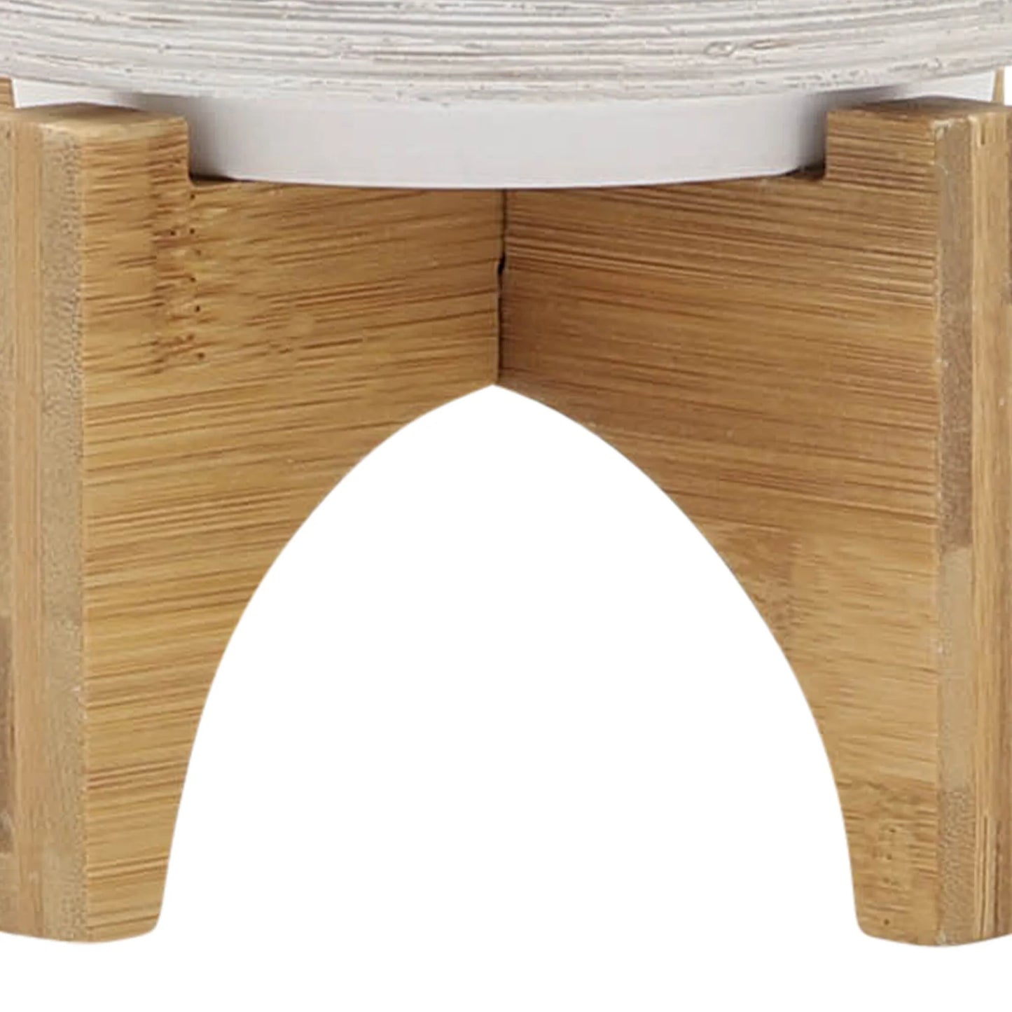 Sagebrook Home Modern Neutral Two Toned Ceramic Planter with Solid Rubberwood Stand
