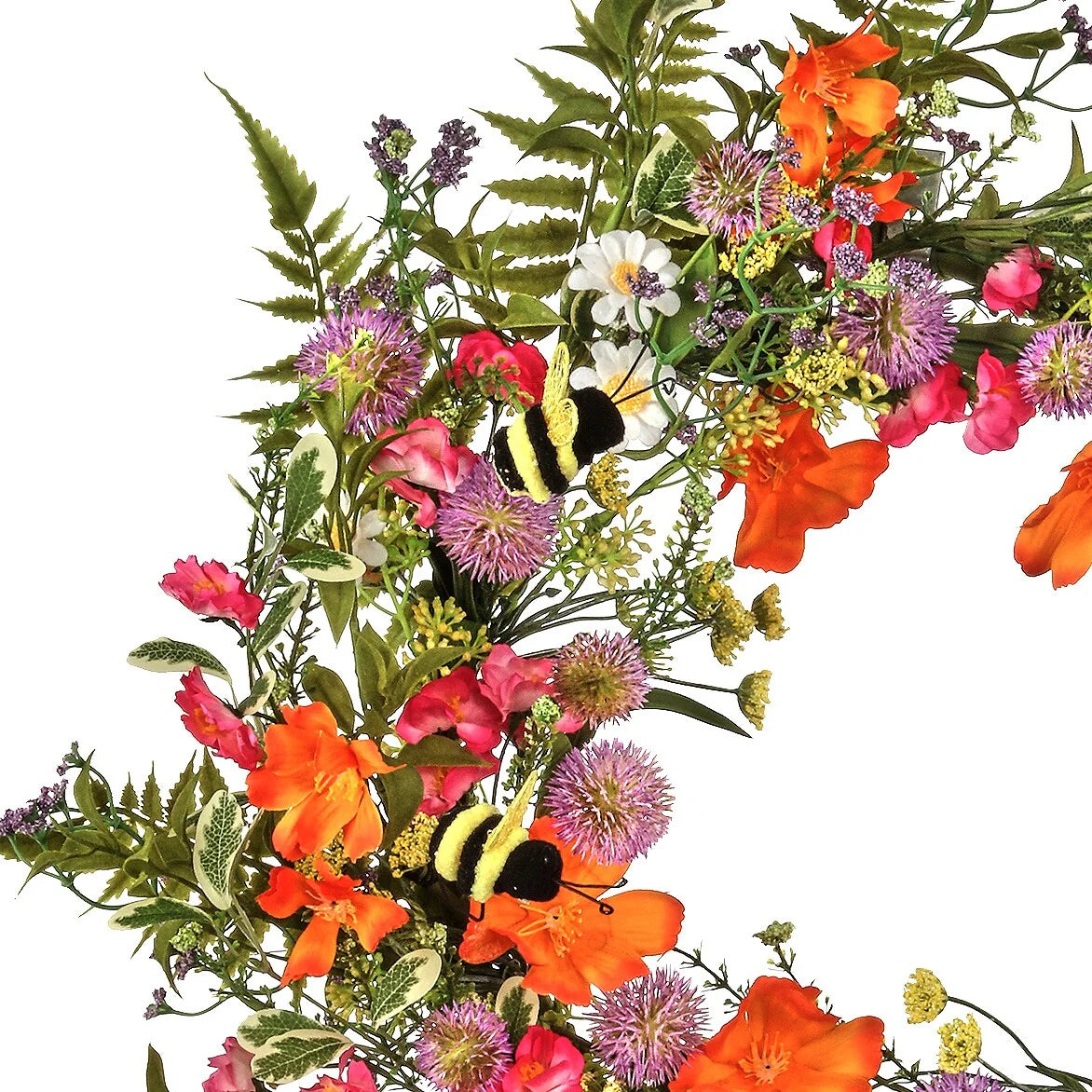 24" Summer Blooms with Bees Wreath