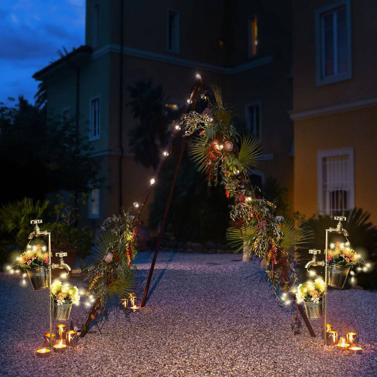 Solar Shower Garden Art Light Decoration LED Fairy Lights with Planter