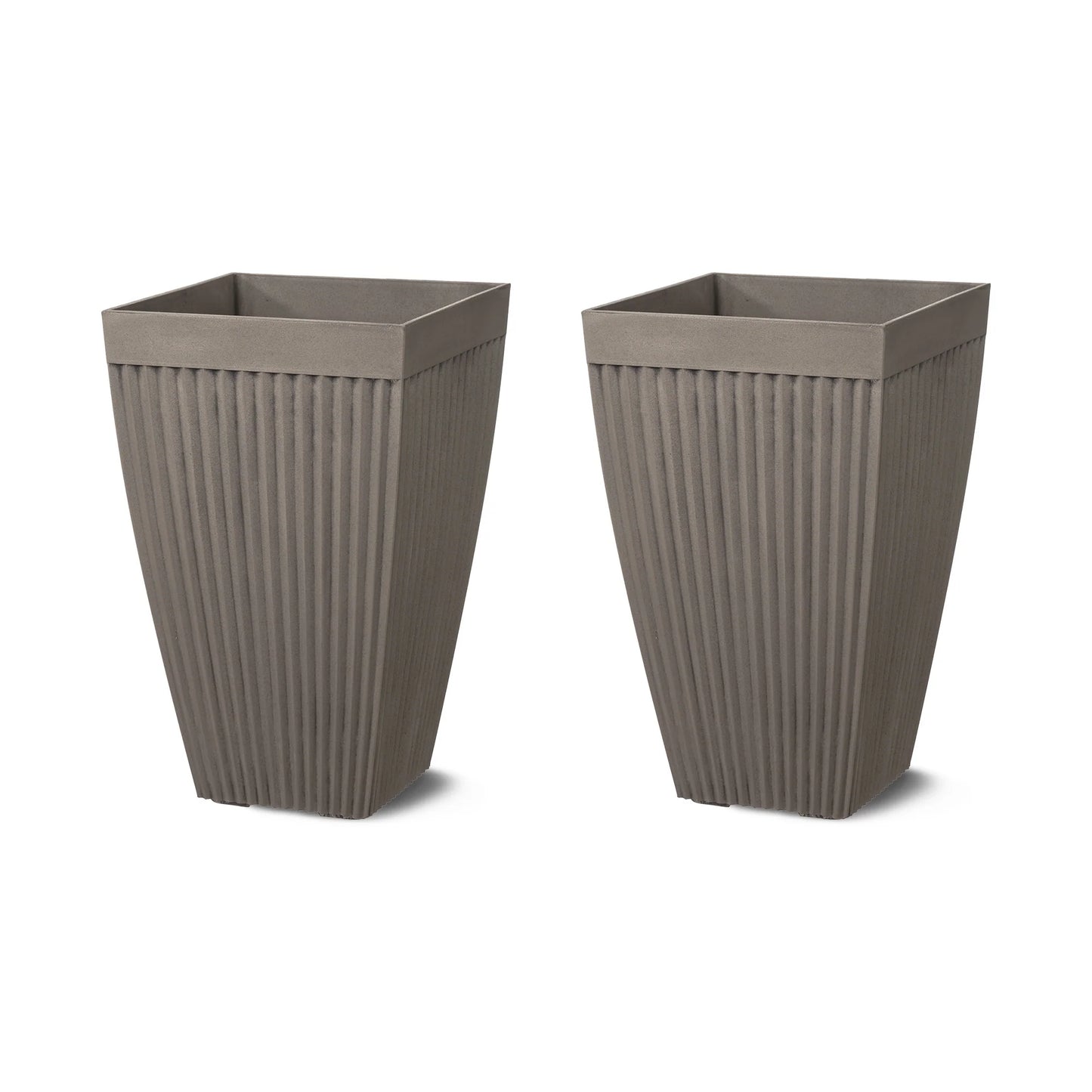 Glitzhome Oversized Eco-Friendly PE Tall Planter Porch Flowerpot (Set of 2)