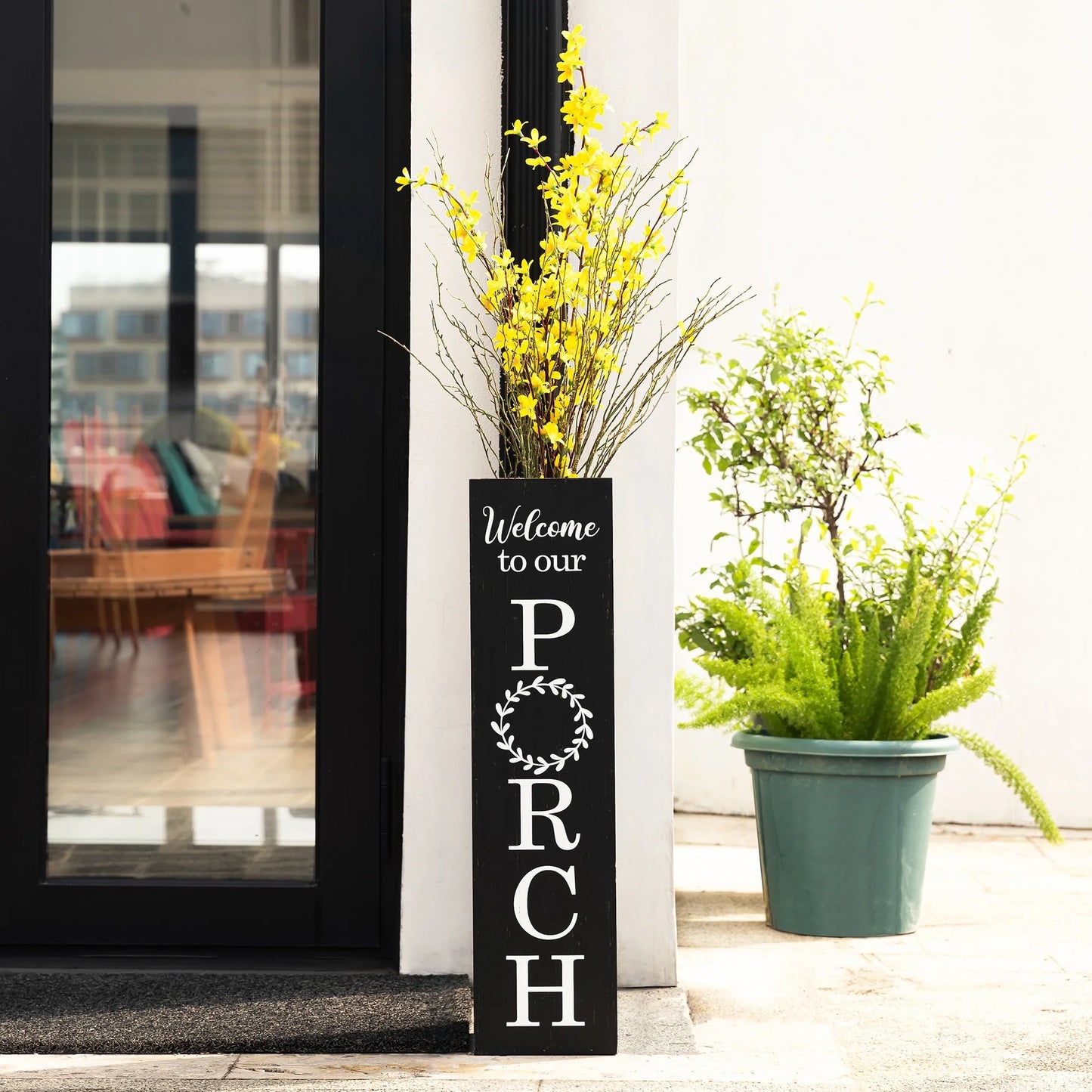 Glitzhome 30"H Rustic Welcome & Home or Welcome & Porch Double Sided Wooden Planter Sign Front Door Decor(2025 Quality-upgraded)