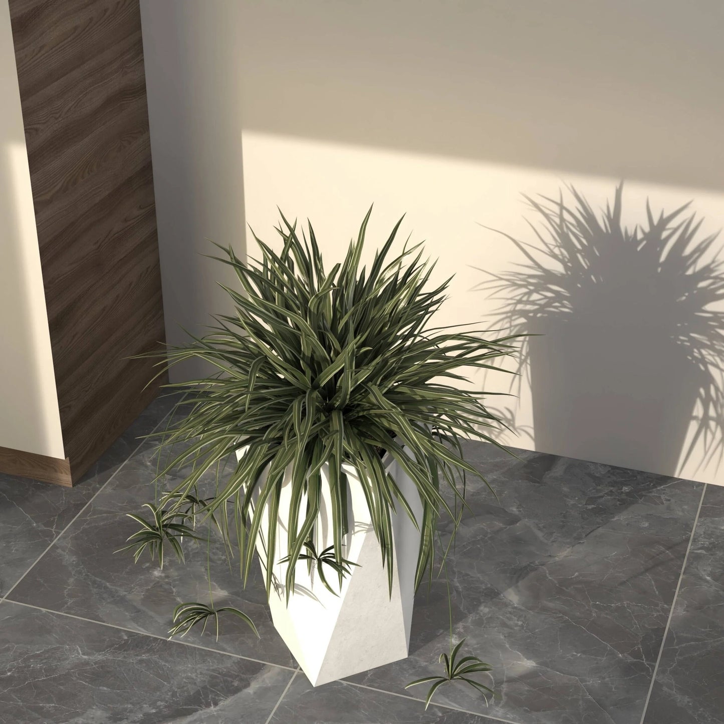 Aloe Fiberstone & MGO Clay Tapered Square Durable Planter, Indoor/Outdoor Weather Resistant Pot with Drainage, Yard Porch Decor