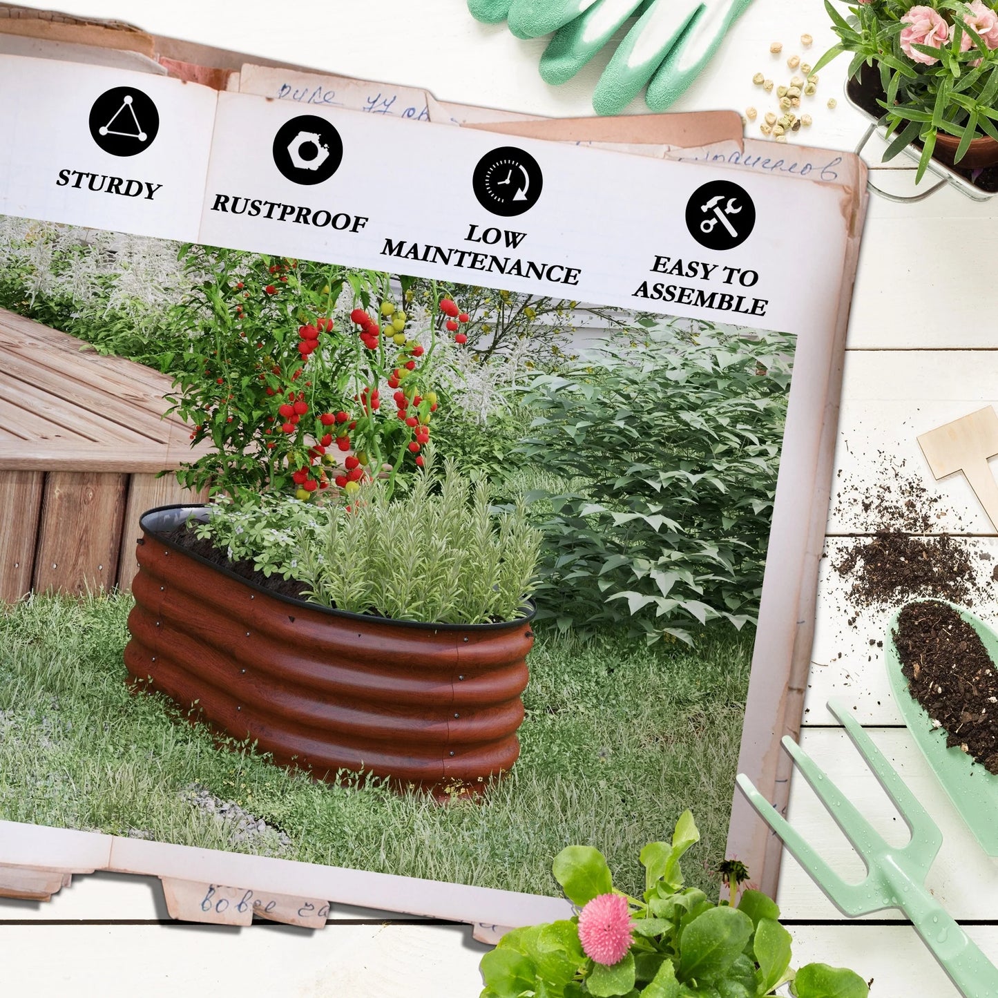 Outsunny 3.4' x 2' x 1.4' Galvanized Raised Garden Bed Kit, Outdoor Metal Elevated Planter Box
