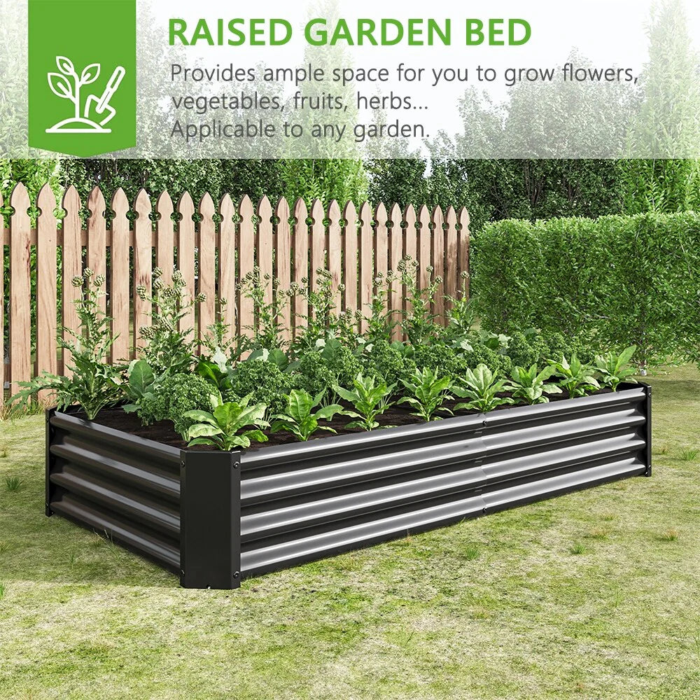 Outdoor Galvanized Metal Raised Garden Bed Kit - 6 x 3 x 1 ft