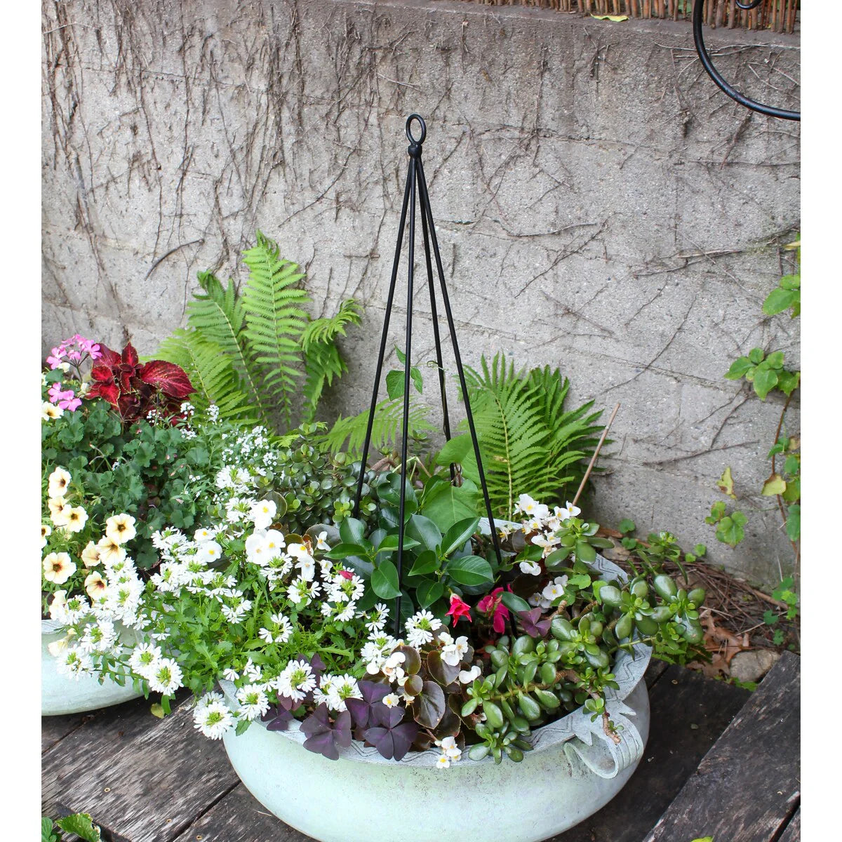 Achla Designs 34"H Black Powdercoated Wrought Iron Outdoor Garden Container Trellis (Set of 2)