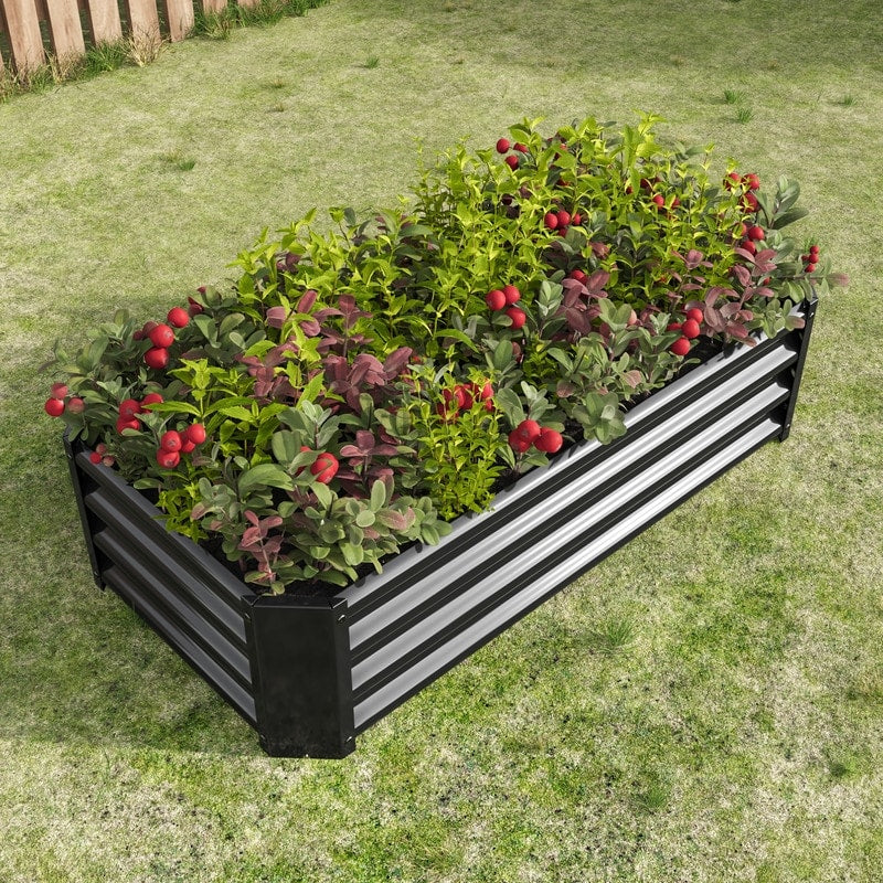 Metal Raised Garden Bed Outdoor Rectangle Planter Box for Gardening