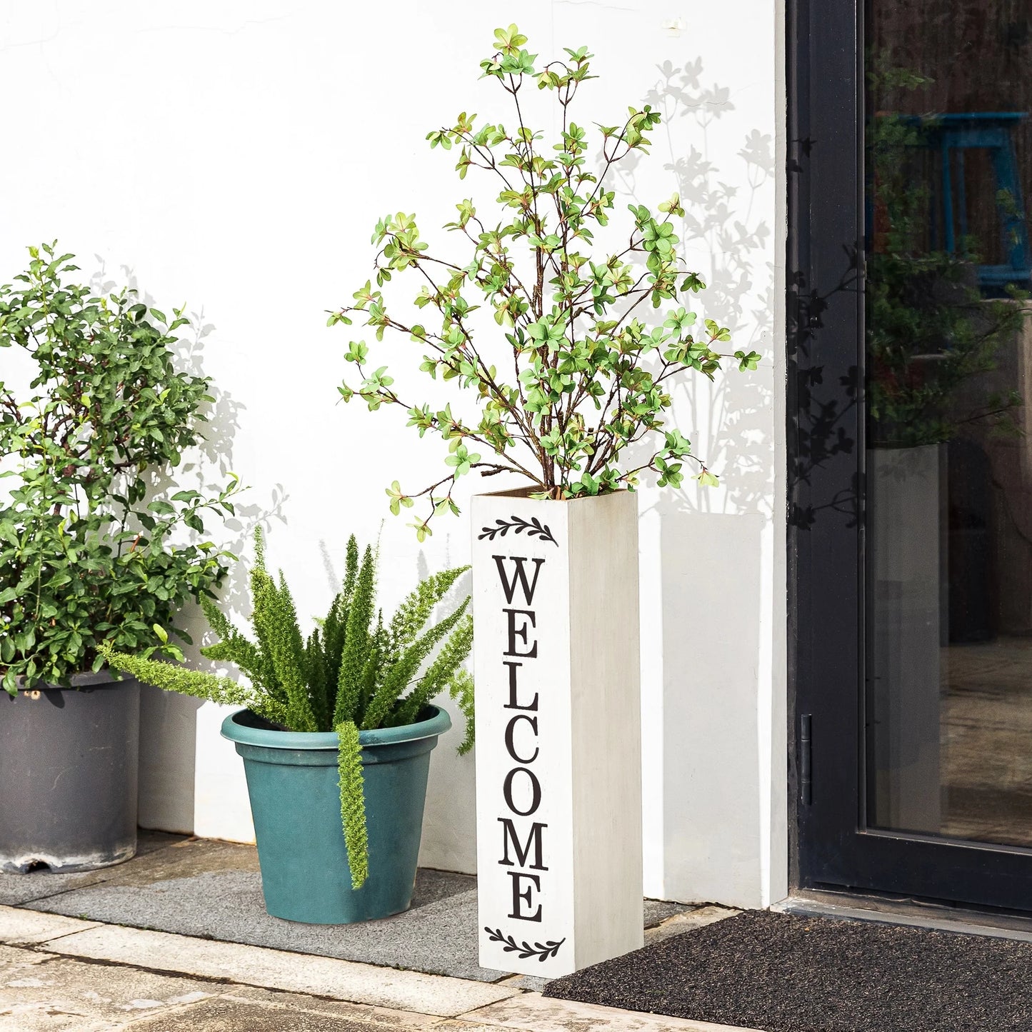 Glitzhome 30"H Rustic Welcome & Home or Welcome & Porch Double Sided Wooden Planter Sign Front Door Decor(2025 Quality-upgraded)