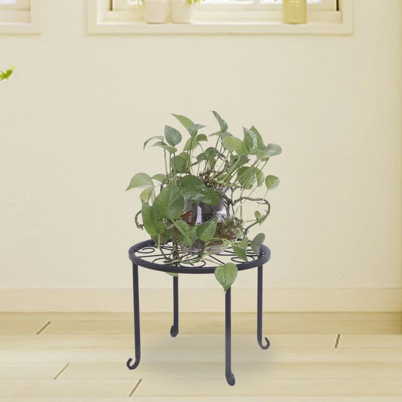 Round Iron Garden Plant Stand Pot Potted Holder