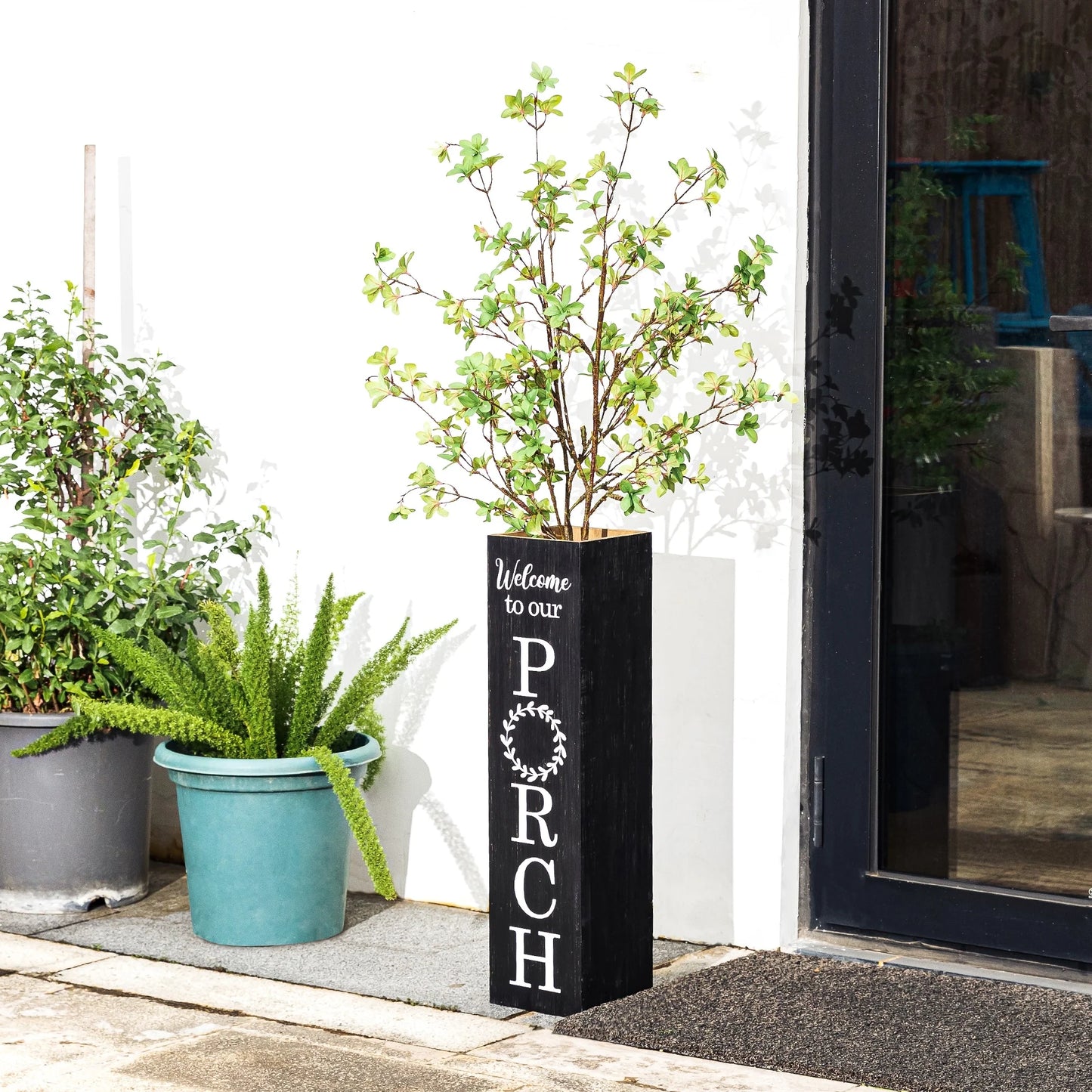 Glitzhome 30"H Rustic Welcome & Home or Welcome & Porch Double Sided Wooden Planter Sign Front Door Decor(2025 Quality-upgraded)