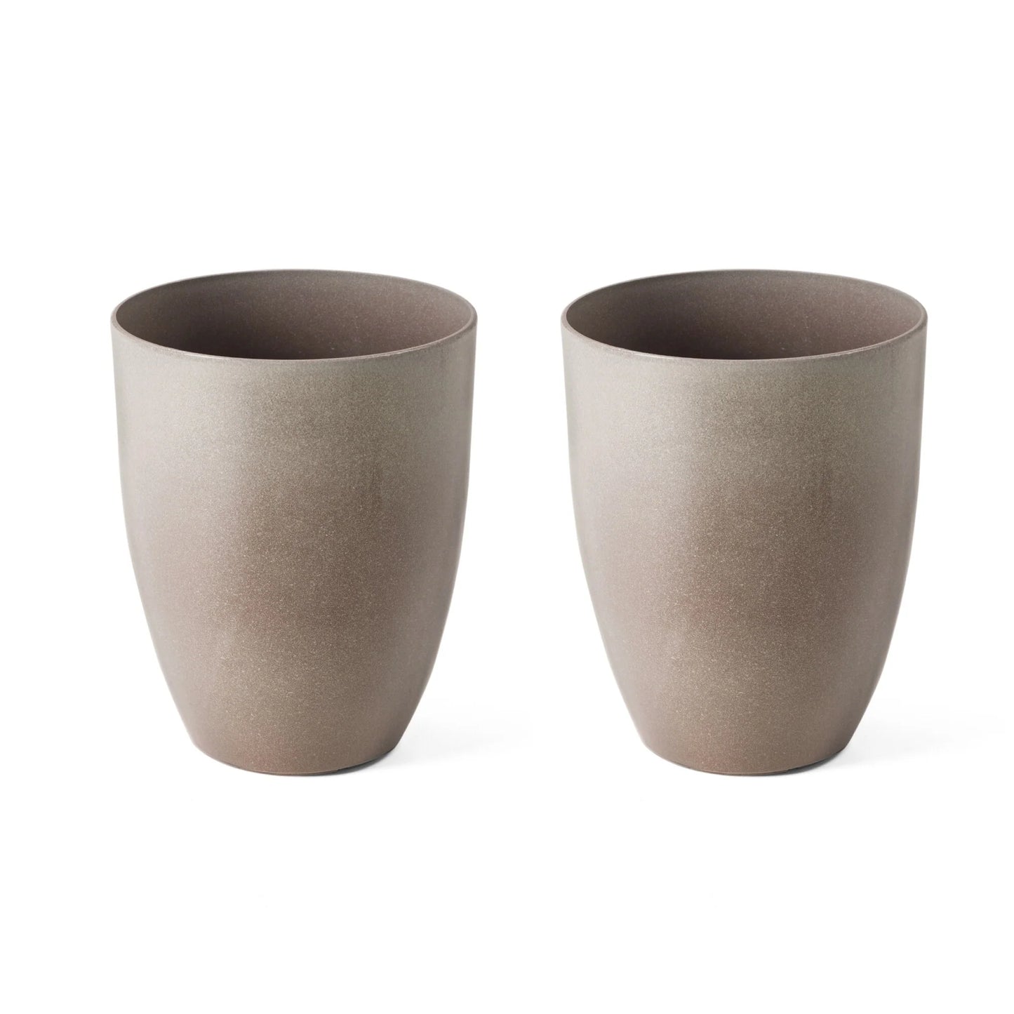 Glitzhome 16.75"H Set of 2 Oversized Eco-Friendly PE/Resin Faux Ceramic Tall Plastic Planter Porch Pot