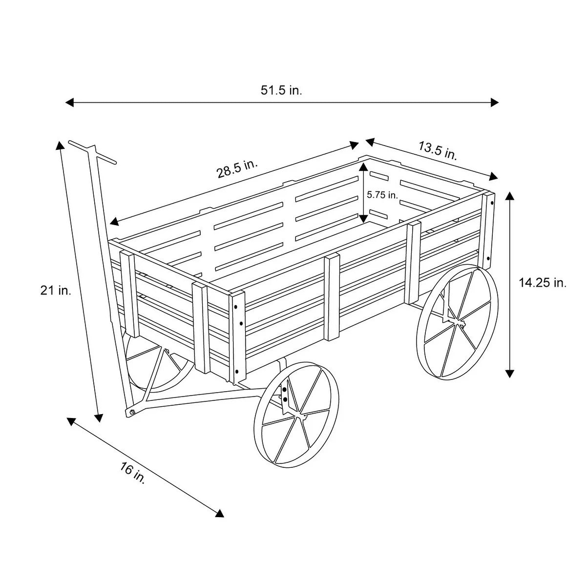 Goldcoast 51" Rustic Wagon Garden Planter with Metal Wheels