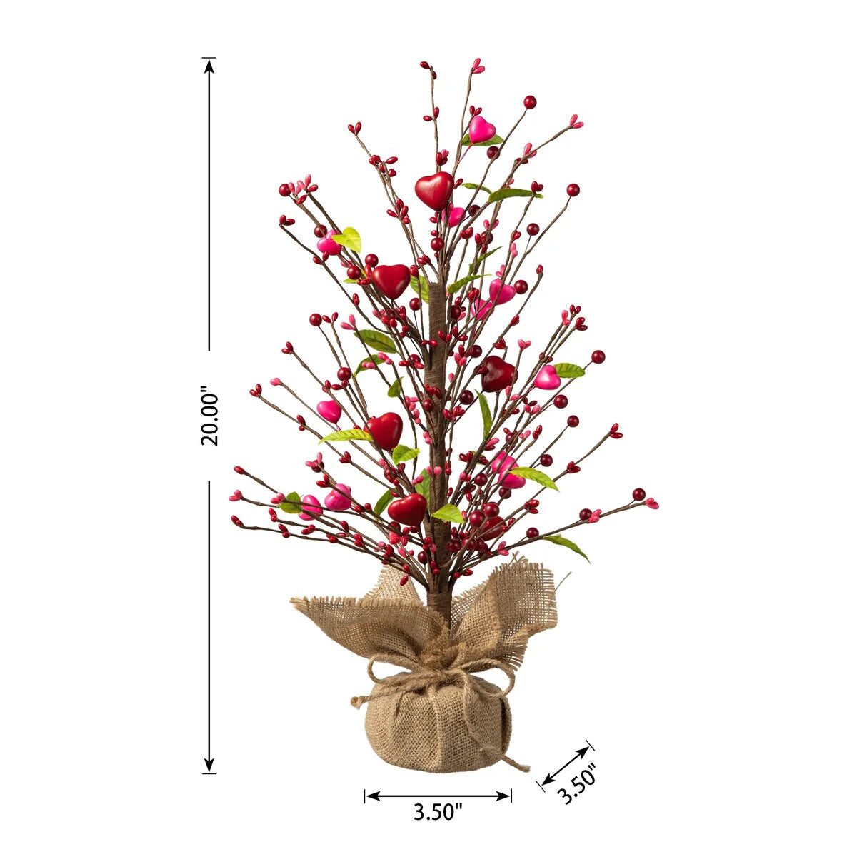 Glitzhome Heart Berry & Fleur-de-Lis Tree Valentine's & Mardi Gras Tree