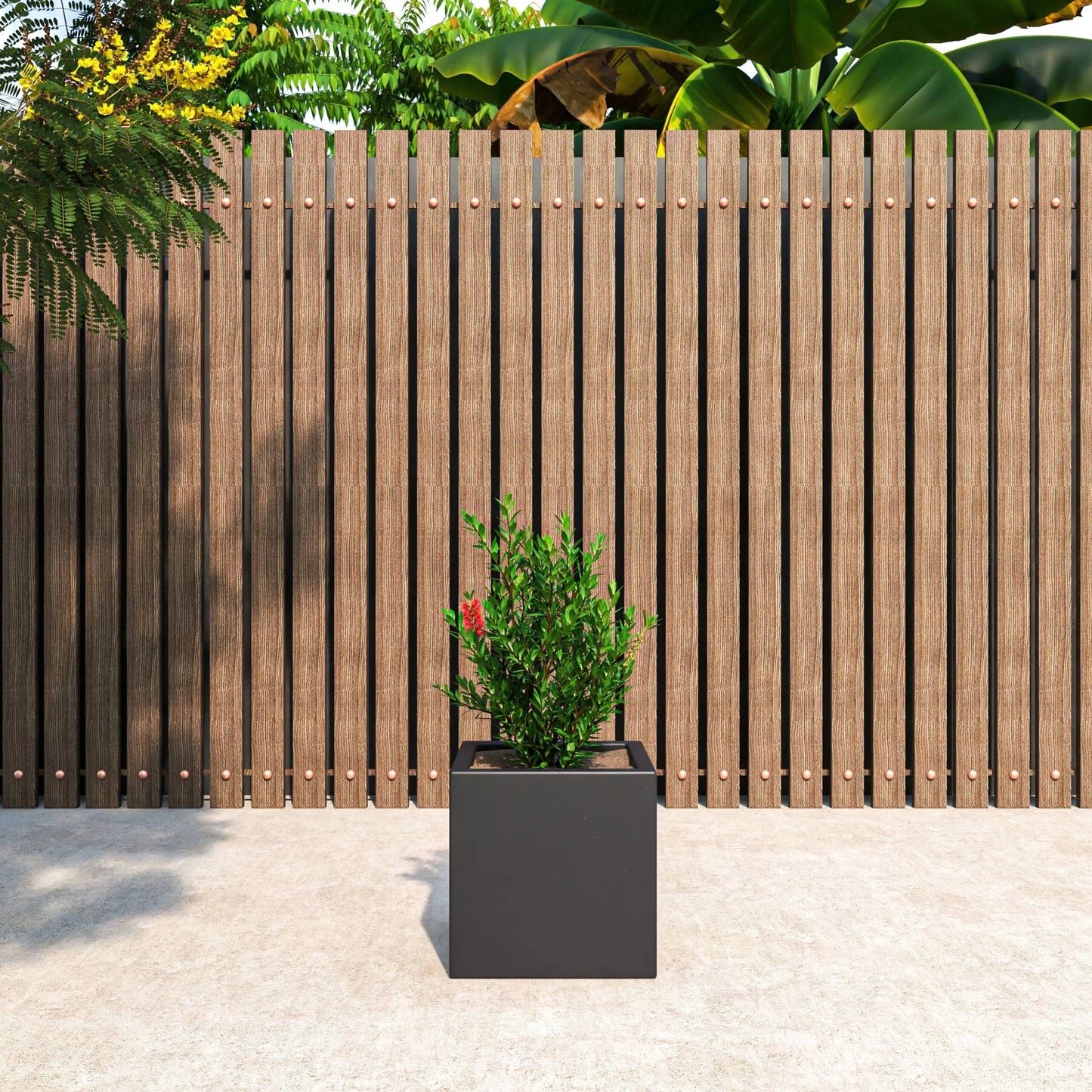 Fern Modern Square Fiberstone and MGO Clay Planter with Drainage for Indoor & Outdoor Home Office Patio Yard Decor