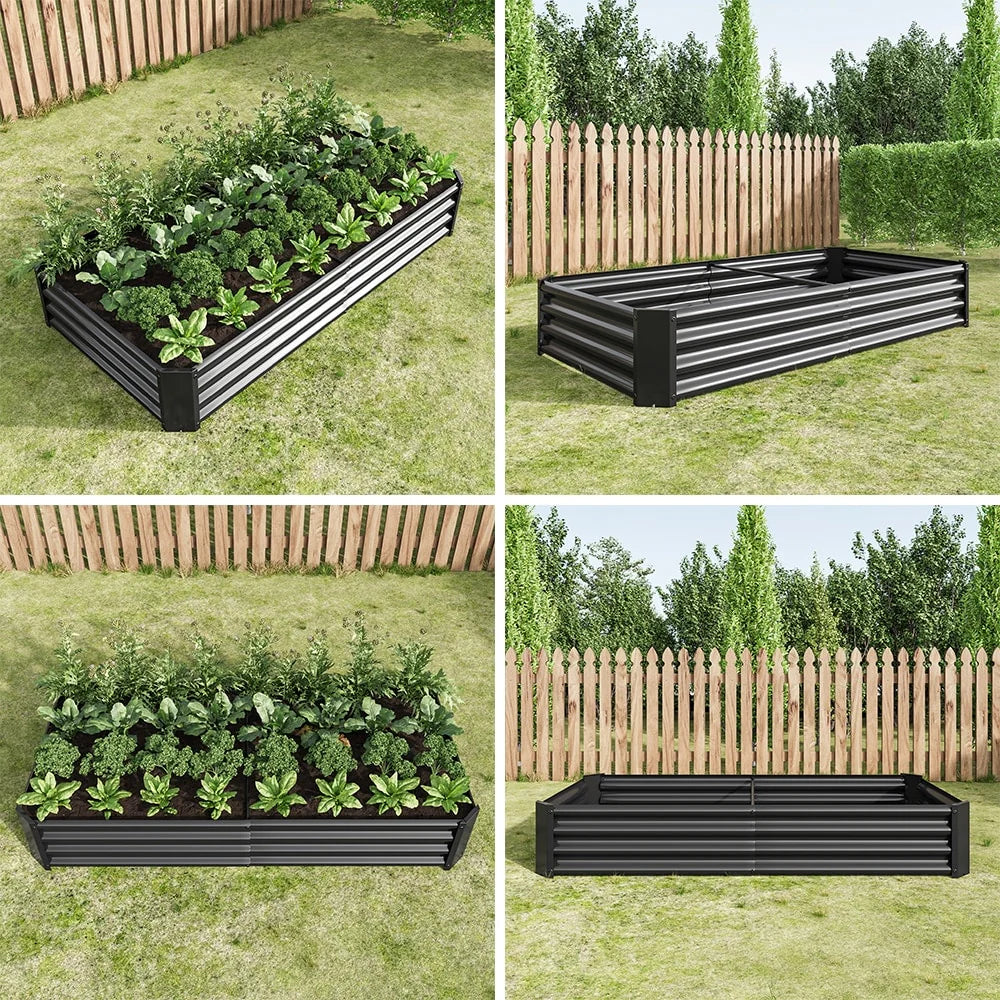 Outdoor Galvanized Metal Raised Garden Bed Kit - 6 x 3 x 1 ft